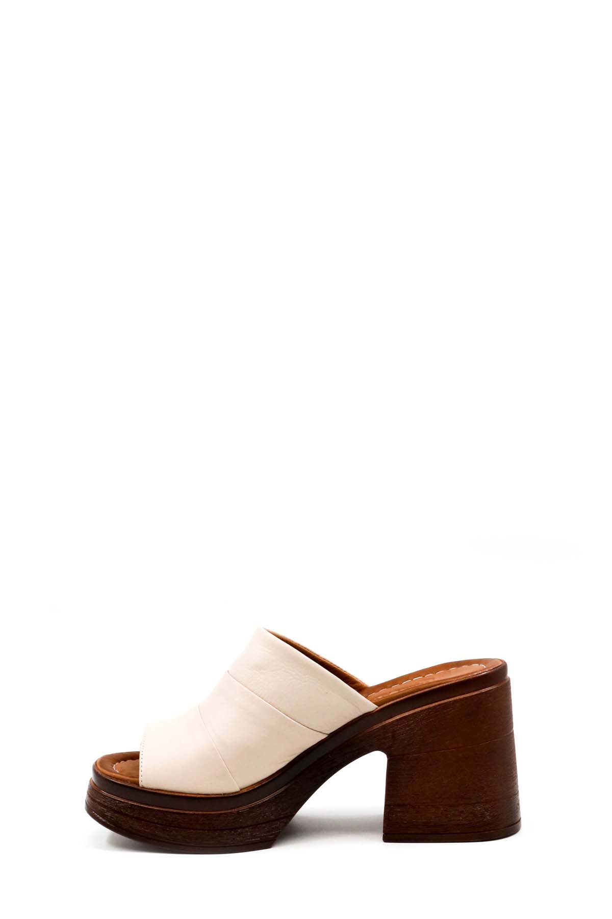 Hakiki Deri Kadın Dolgu Topuk Terlik 124ZA5171 - Görsel 4