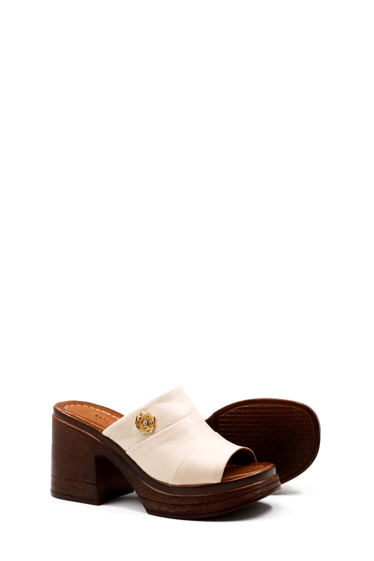 Hakiki Deri Kadın Dolgu Topuk Terlik 124ZA5171 - Görsel 5