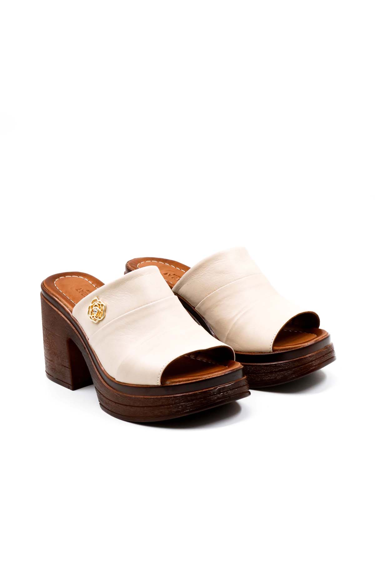 Hakiki Deri Kadın Dolgu Topuk Terlik 124ZA5171 - Görsel 6