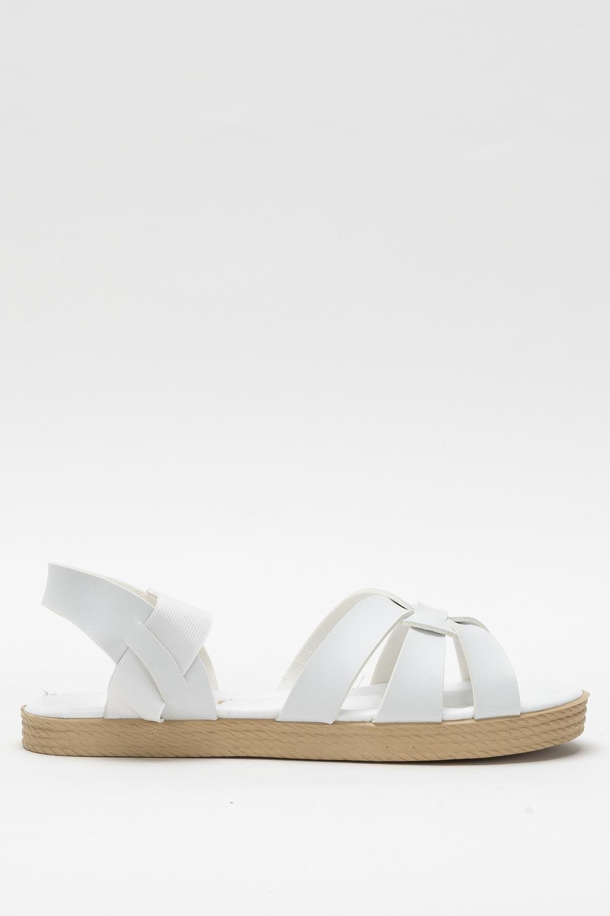 Günlük Şık Rahat Kadın Sandalet BEYAZ - Görsel 2