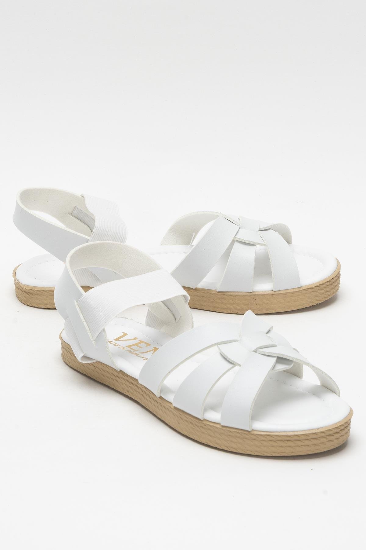 Günlük Şık Rahat Kadın Sandalet BEYAZ - Görsel 3
