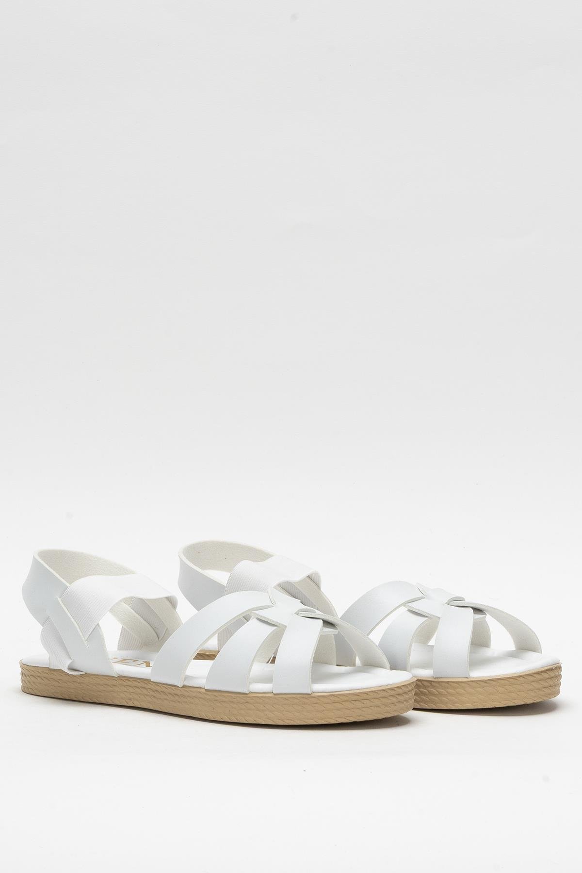 Günlük Şık Rahat Kadın Sandalet BEYAZ - Görsel 4