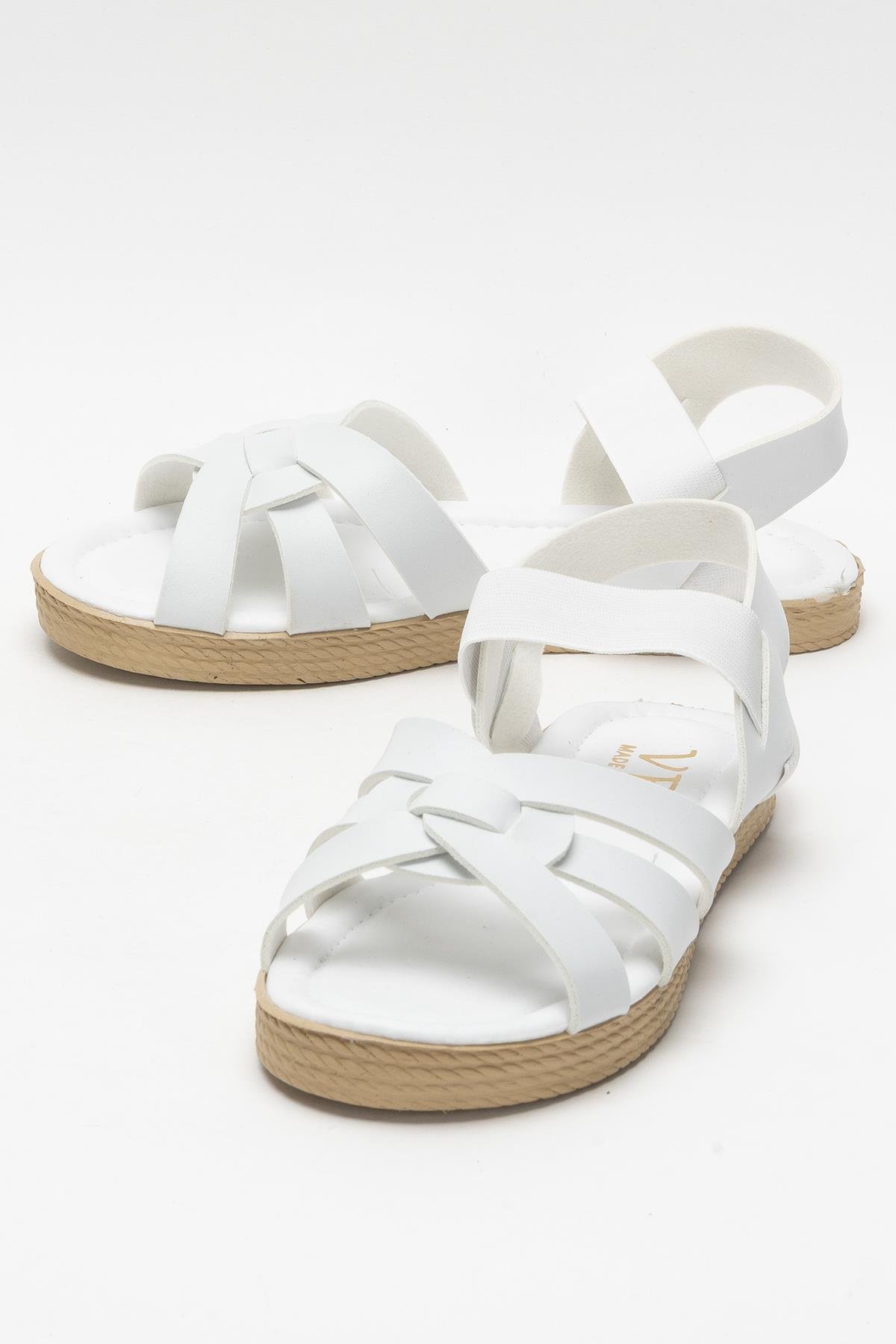 Günlük Şık Rahat Kadın Sandalet BEYAZ - Görsel 5