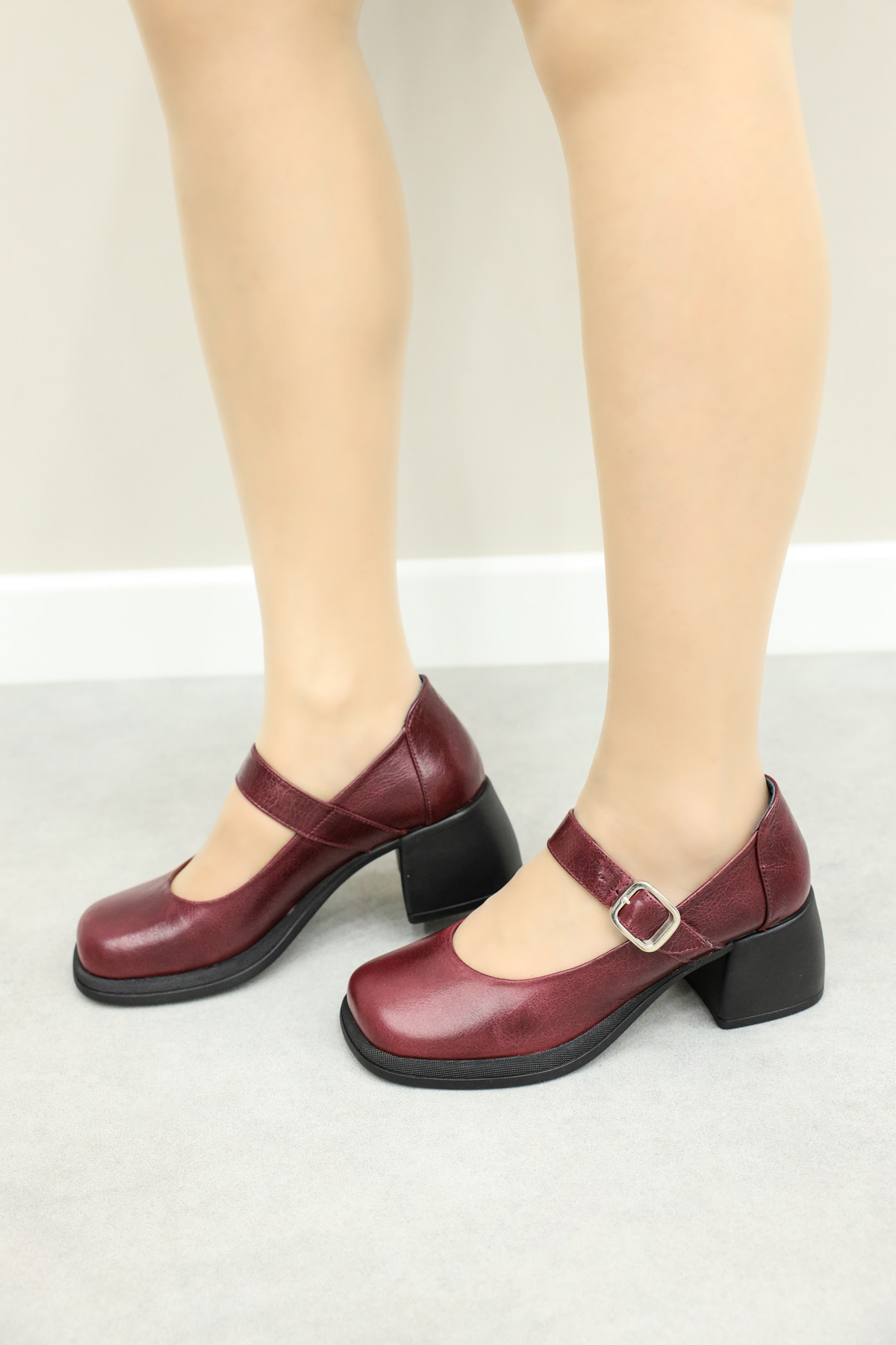 Hakiki Deri Kadın Kalın Topuklu Ayakkabı 217ZA880-03 - Görsel 2