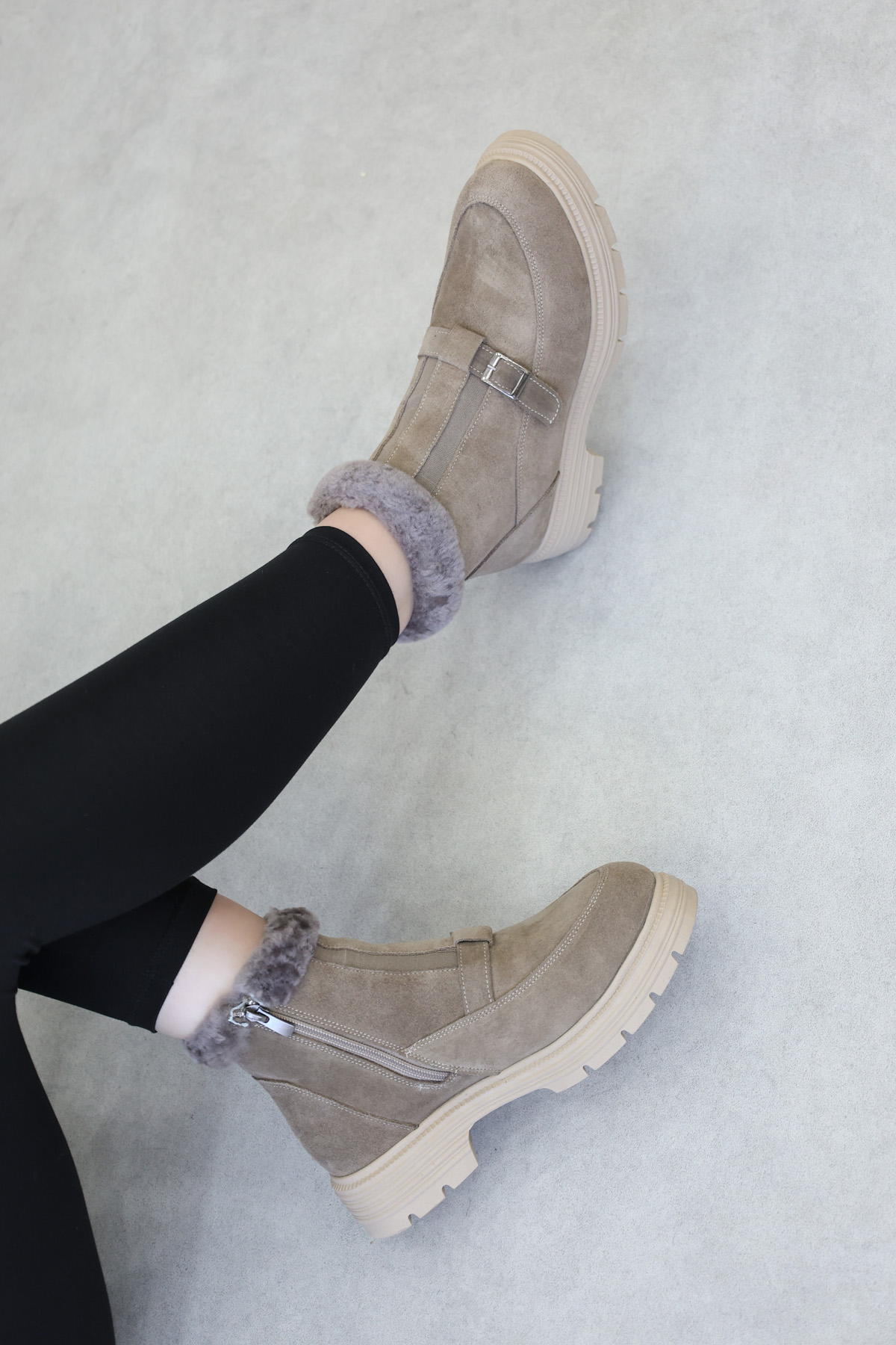 Hakiki Deri Kürklü Kadın Klasik Bot 217KZA789-34 - Görsel 2