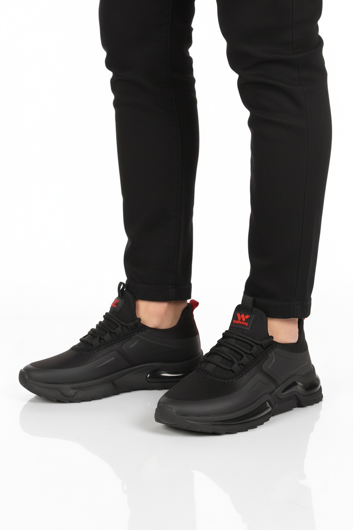 Siyah Kırmızı Bağcıklı Hafif Esnek Erkek Spor Ayakkabı Than 836 M - Görsel 2