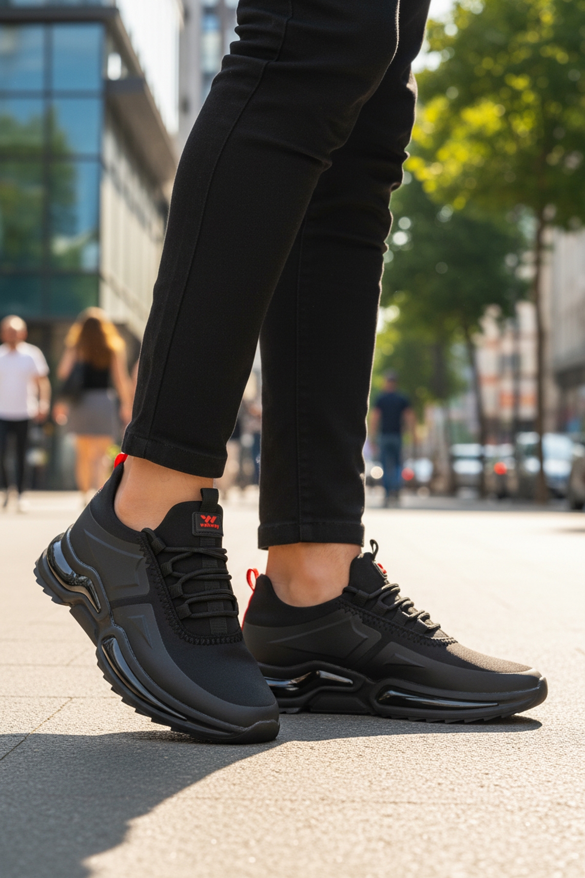 Siyah Kırmızı Bağcıklı Hafif Esnek Erkek Spor Ayakkabı Than 836 M - Görsel 4