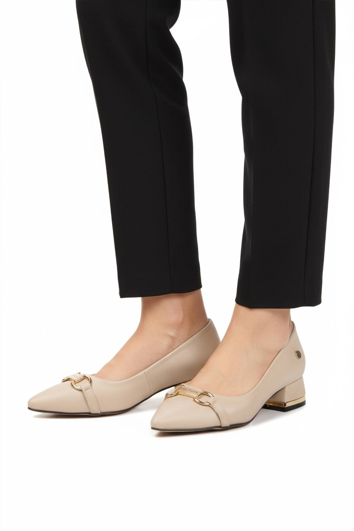 Bej Saten Dar Kalıp Kadın Topuklu Ayakkabı - Görsel 2