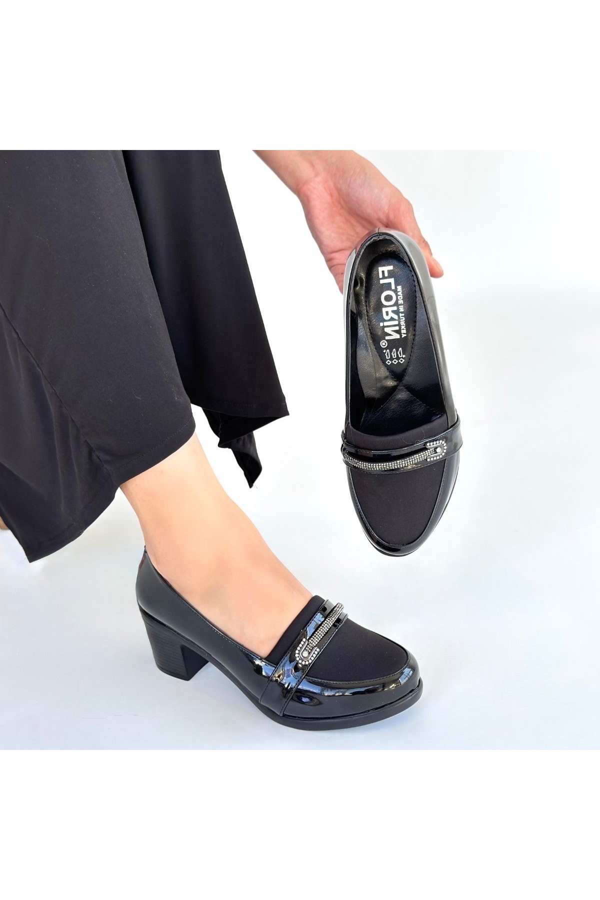 Siyah Rugan Kadın Topuklu Ayakkabı - Görsel 5