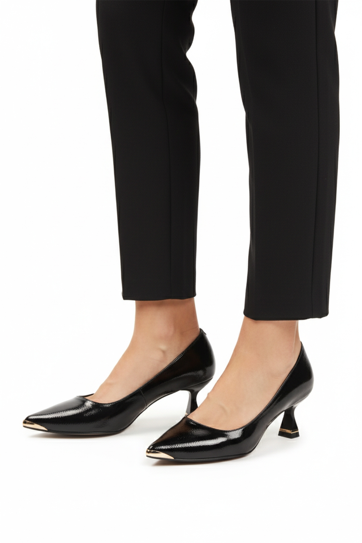 Aspor Siyah Kırışık Kadın Topuklu Ayakkabı - Görsel 2