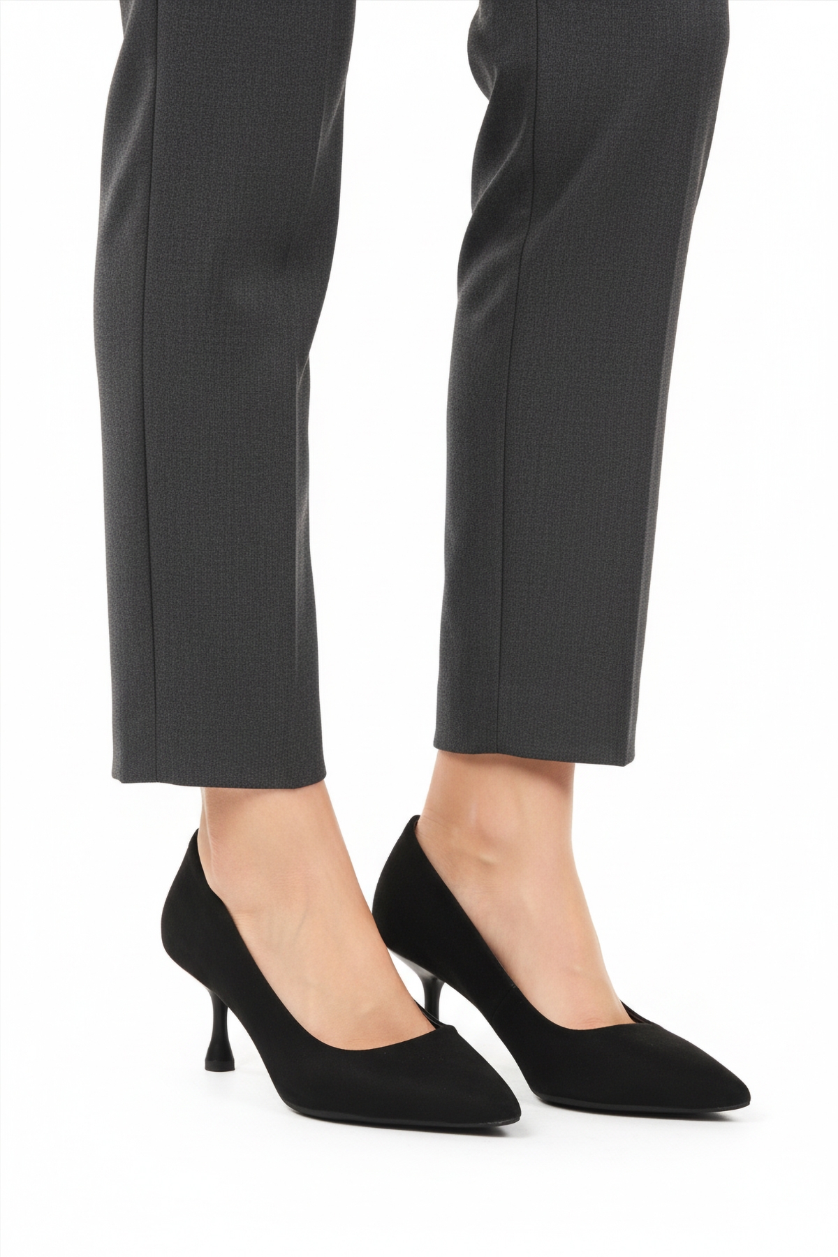 Aspor Siyah Süet Kadın Topuklu Ayakkabı - Görsel 2