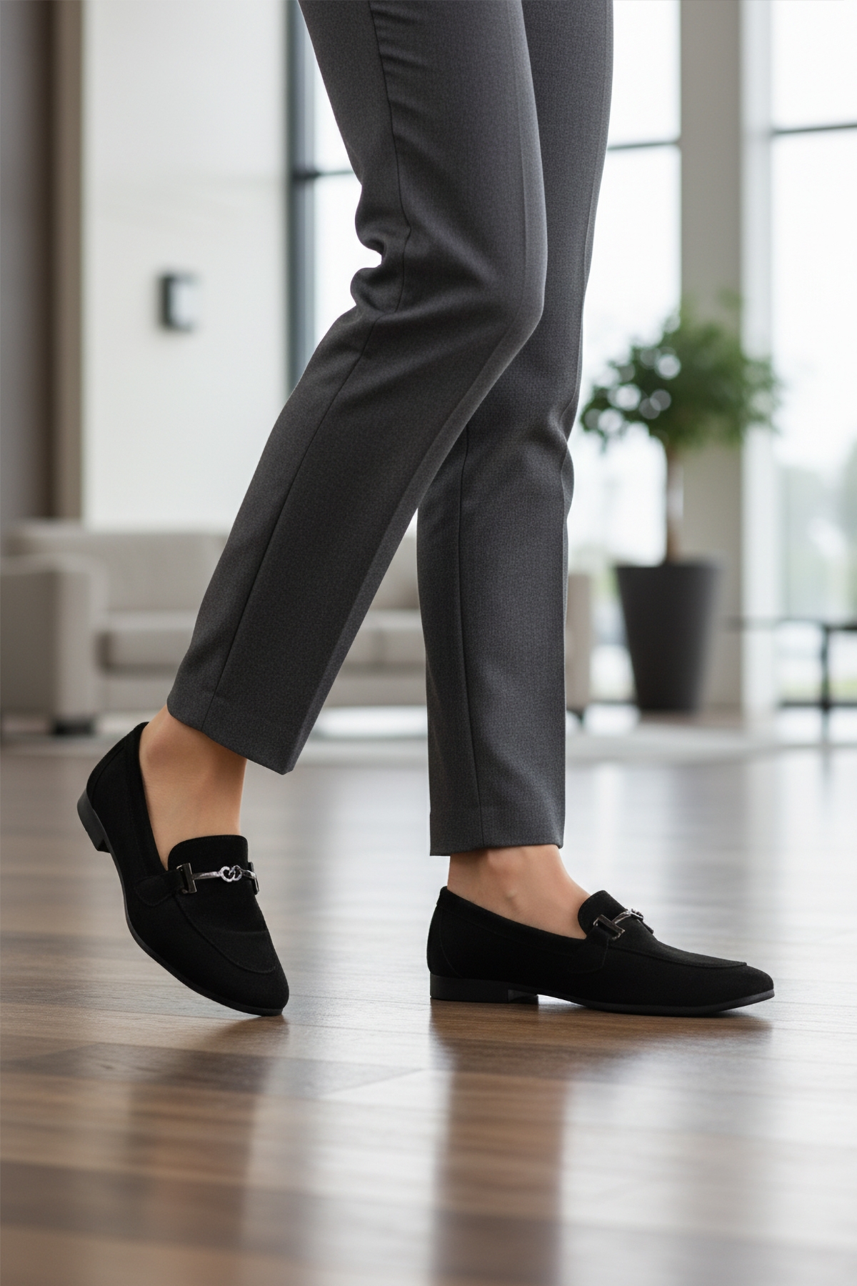 Aspor Siyah Süet Kadın Casual Ayakkabı - Görsel 2