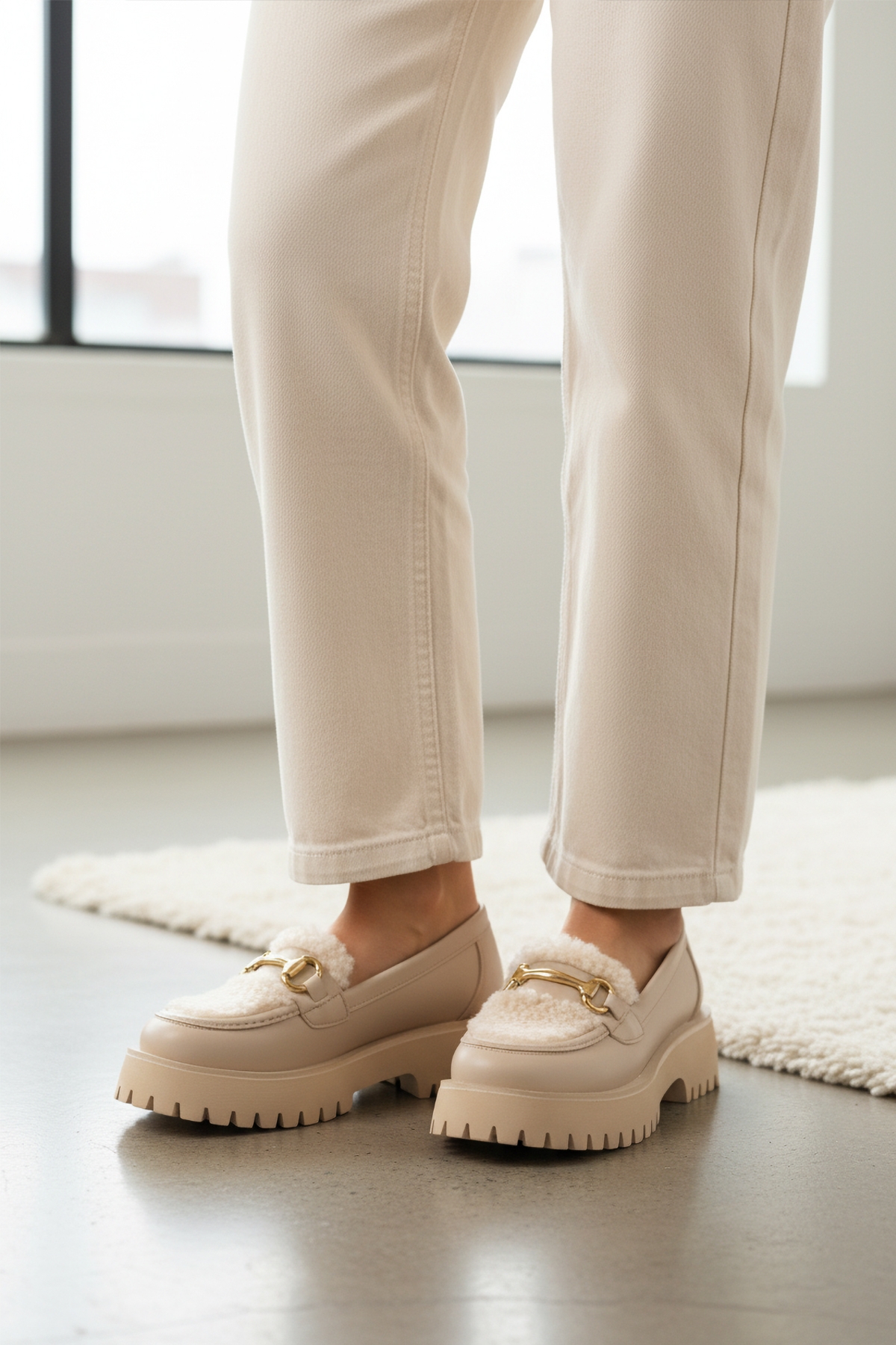 Aspor Bej Kalın Tabanlı Kadın Casual Ayakkabı - Görsel 4