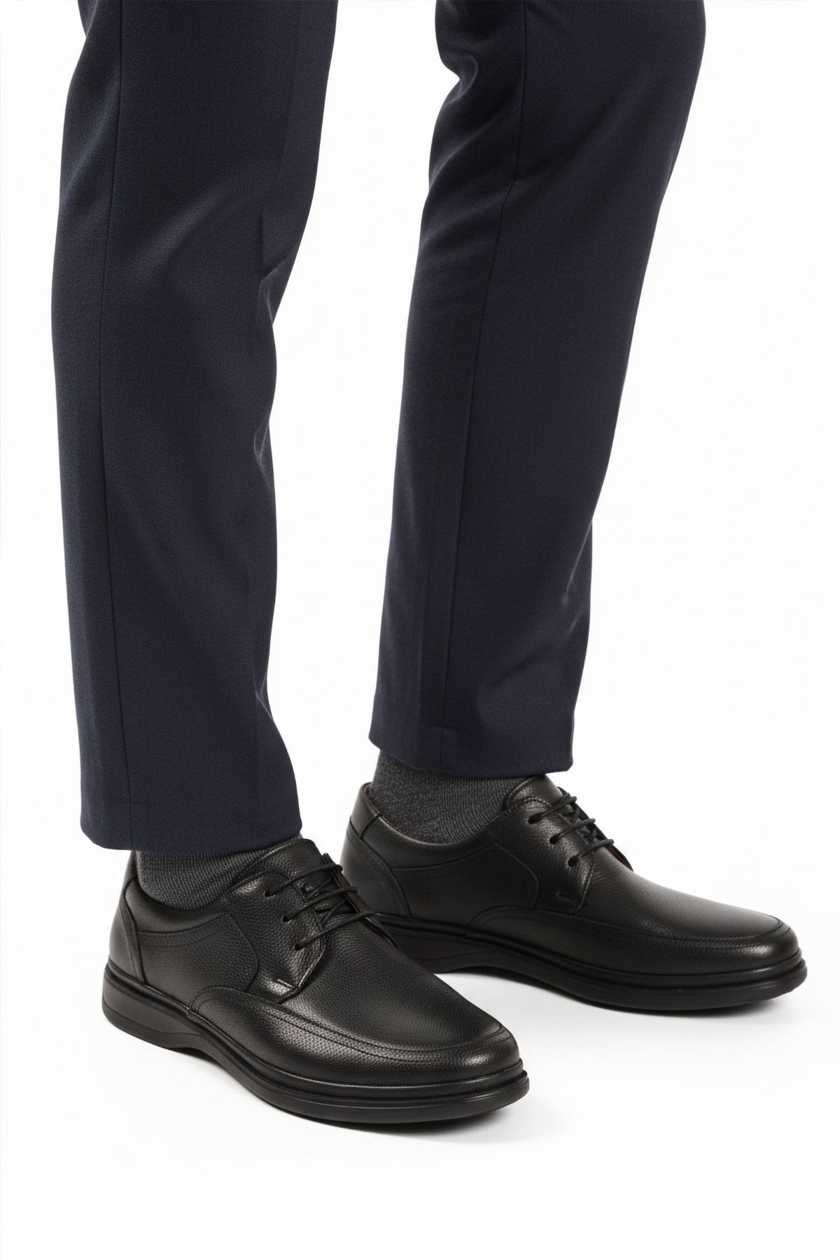 Aspor Siyah Kırışık Hakiki Deri Erkek Casual Ayakkabı - Görsel 2