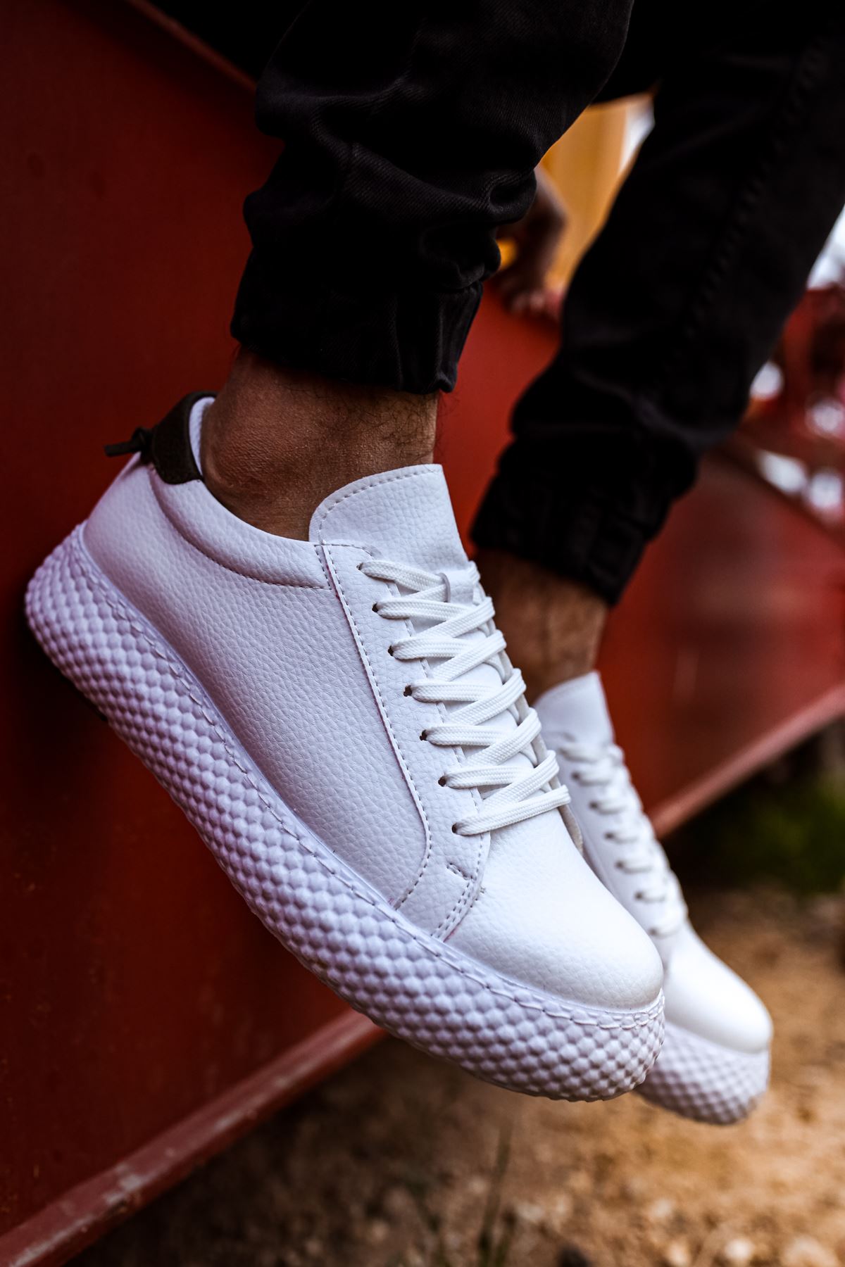 Bağcıklı Erkek Günlük Ayakkabı Beyaz Haki - Görsel 2