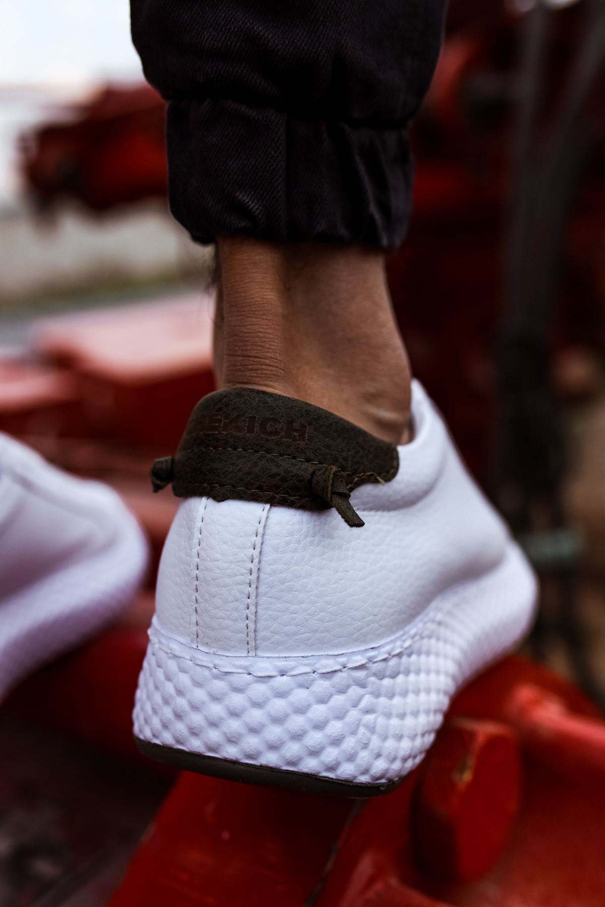 Bağcıklı Erkek Günlük Ayakkabı Beyaz Haki - Görsel 3