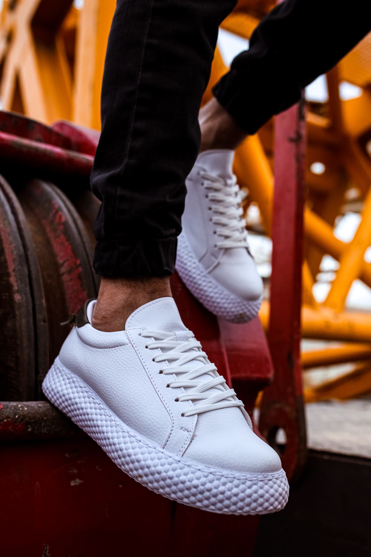 Bağcıklı Erkek Günlük Ayakkabı Beyaz Haki - Görsel 5