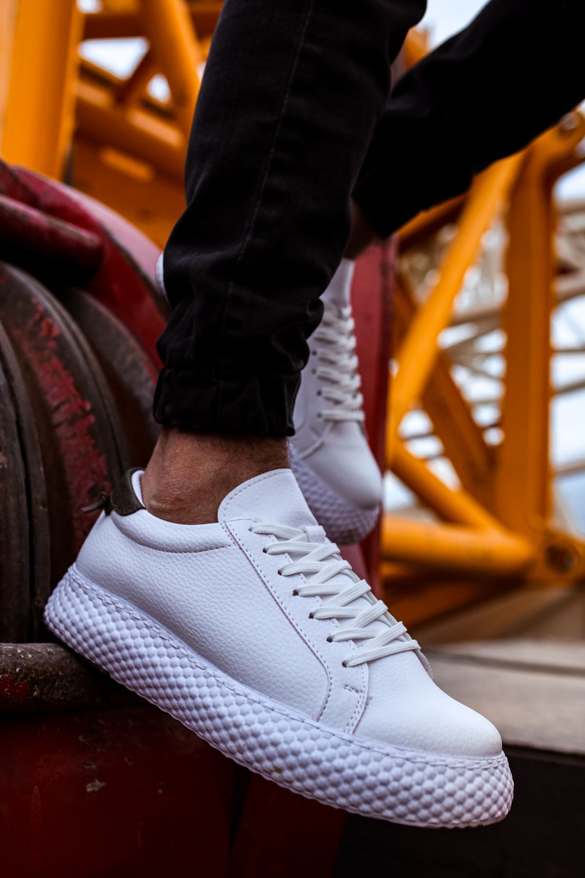 Bağcıklı Erkek Günlük Ayakkabı Beyaz Haki - Görsel 6