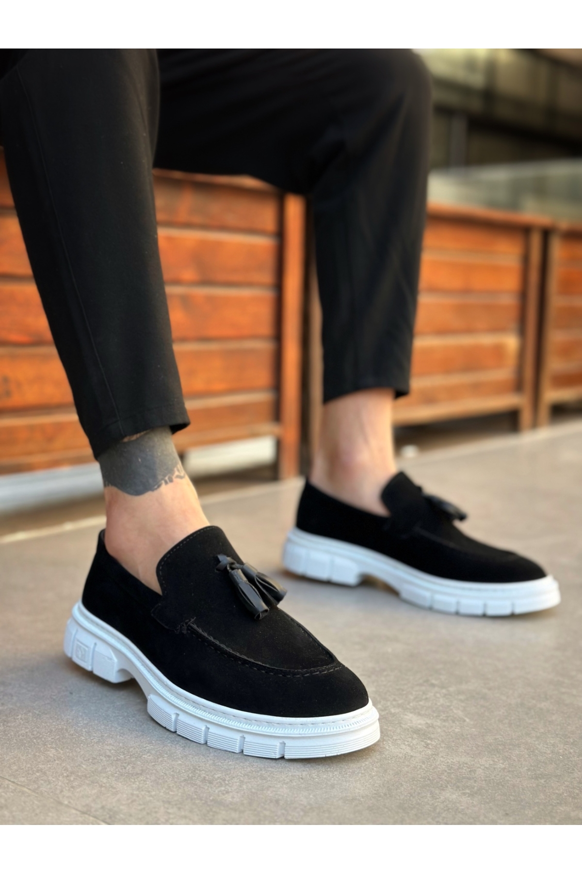 Püsküllü Erkek Casual Ayakkabı SİYAH SÜET (SİYAH TABAN) - Görsel 2