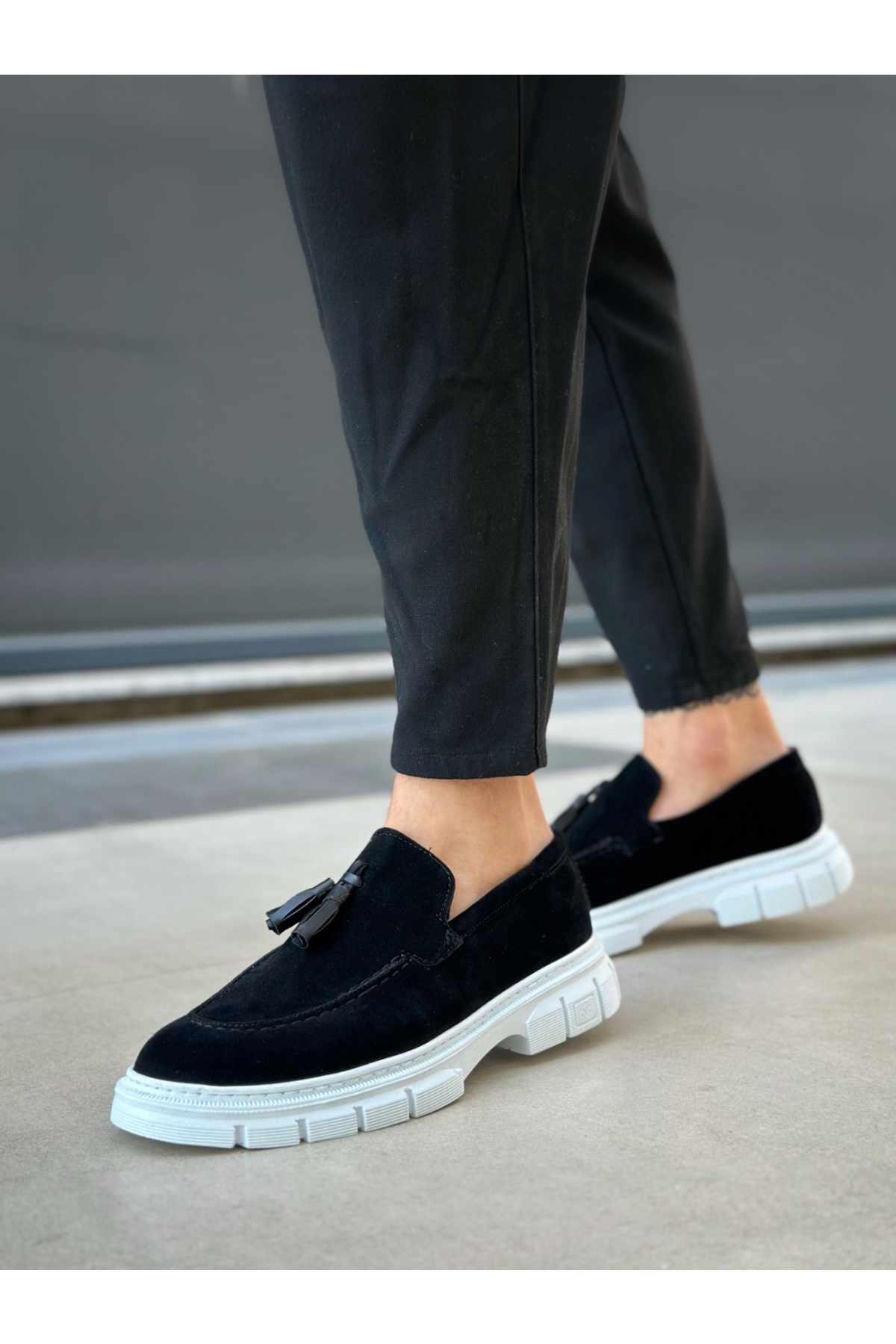 Püsküllü Erkek Casual Ayakkabı SİYAH SÜET (SİYAH TABAN) - Görsel 3