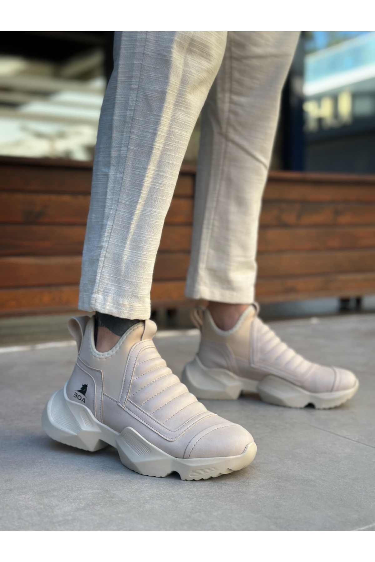 Bağcıksız Erkek Spor Bot KREM (KREM TABAN) - Görsel 3