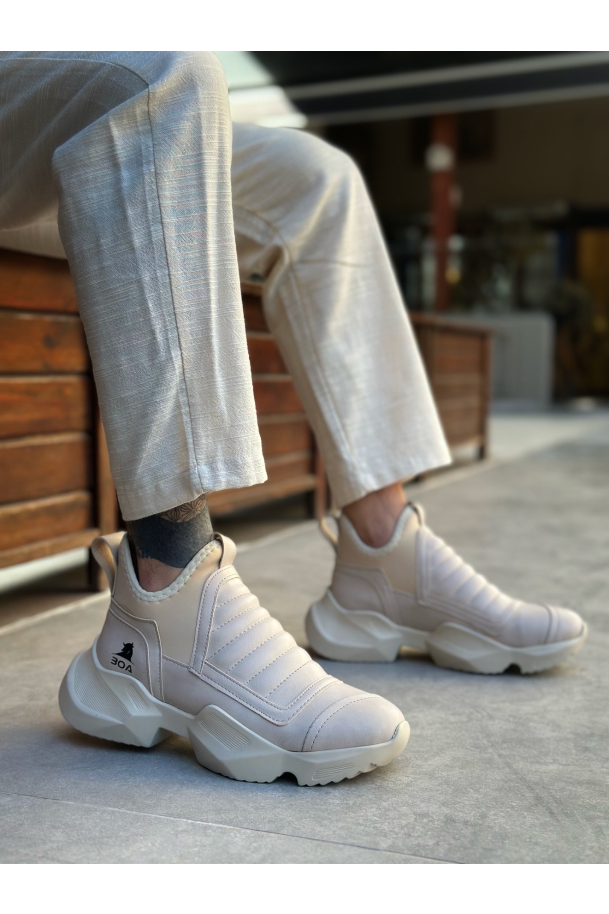 Bağcıksız Erkek Spor Bot KREM (KREM TABAN) - Görsel 4