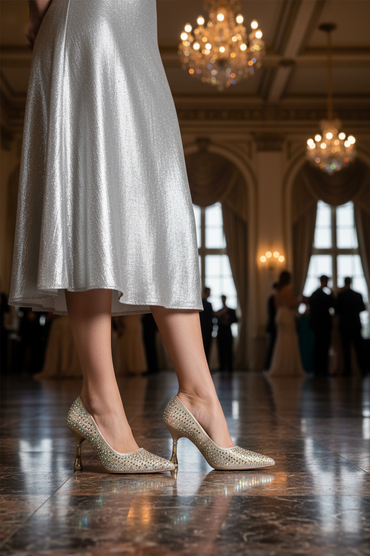 Altın Taş İşlemeli Kadın Abiye Ayakkabı - Görsel 4