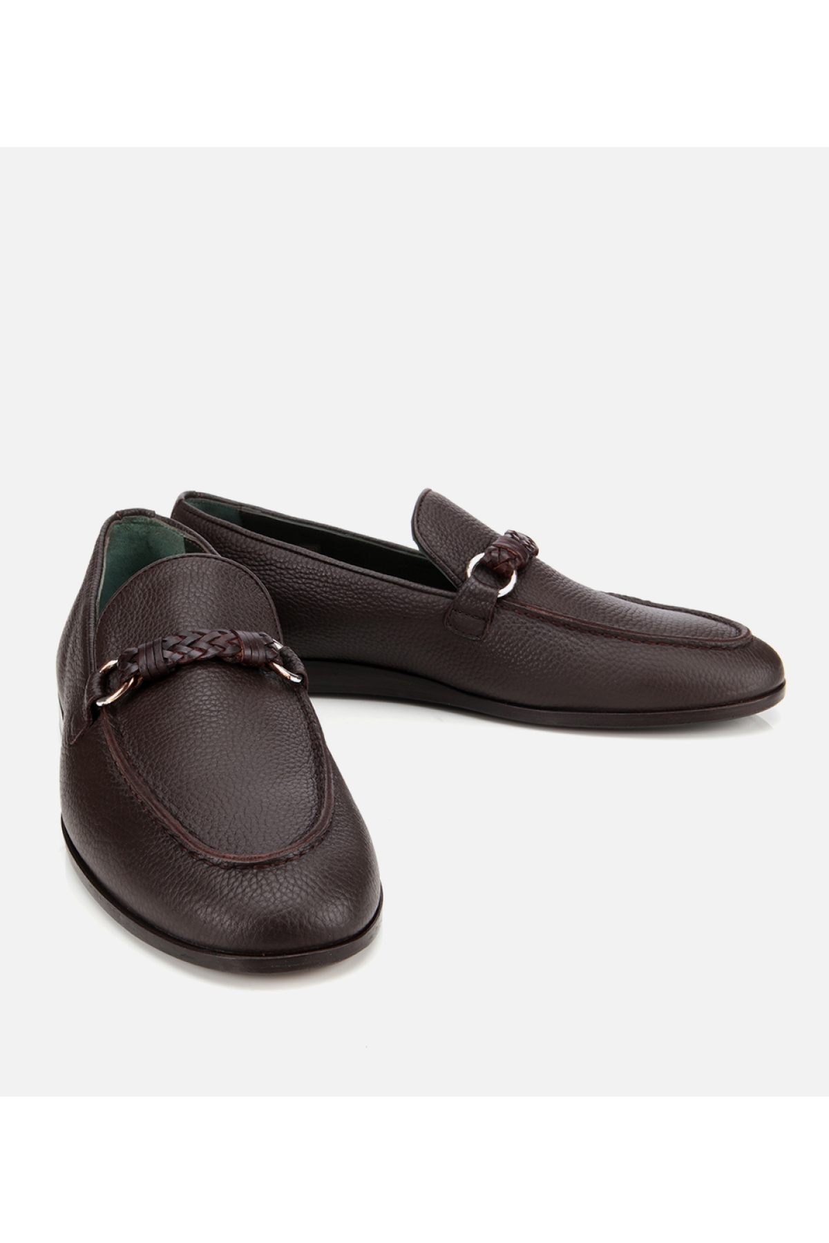 Erkek Deri Kahverengi Toka Detaylı Klasik Loafer - Görsel 3