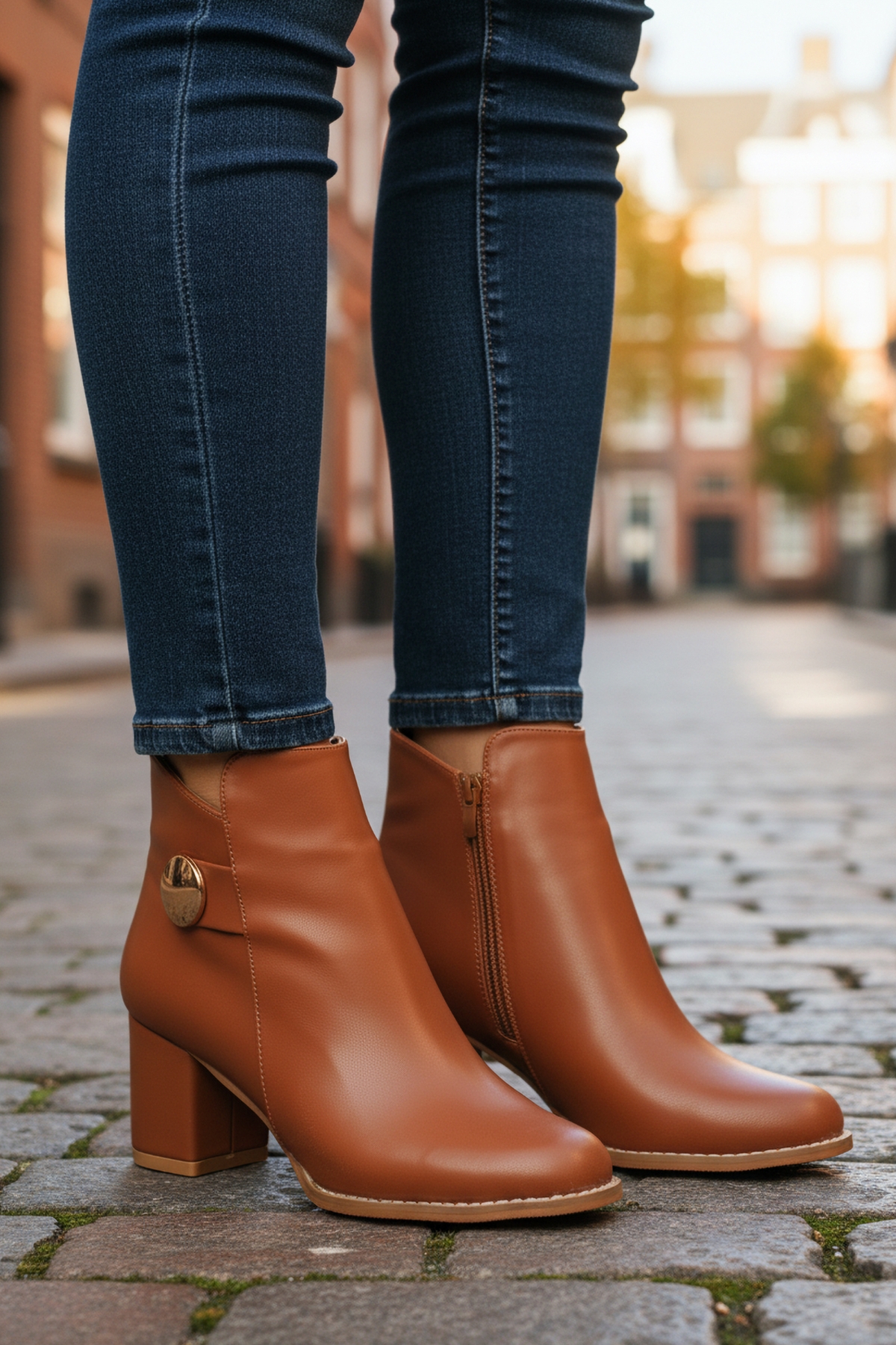 Aspor Taba Dar Kalıp İçi Polarlı Fermuarlı Kadın Topuklu Bot - Görsel 4