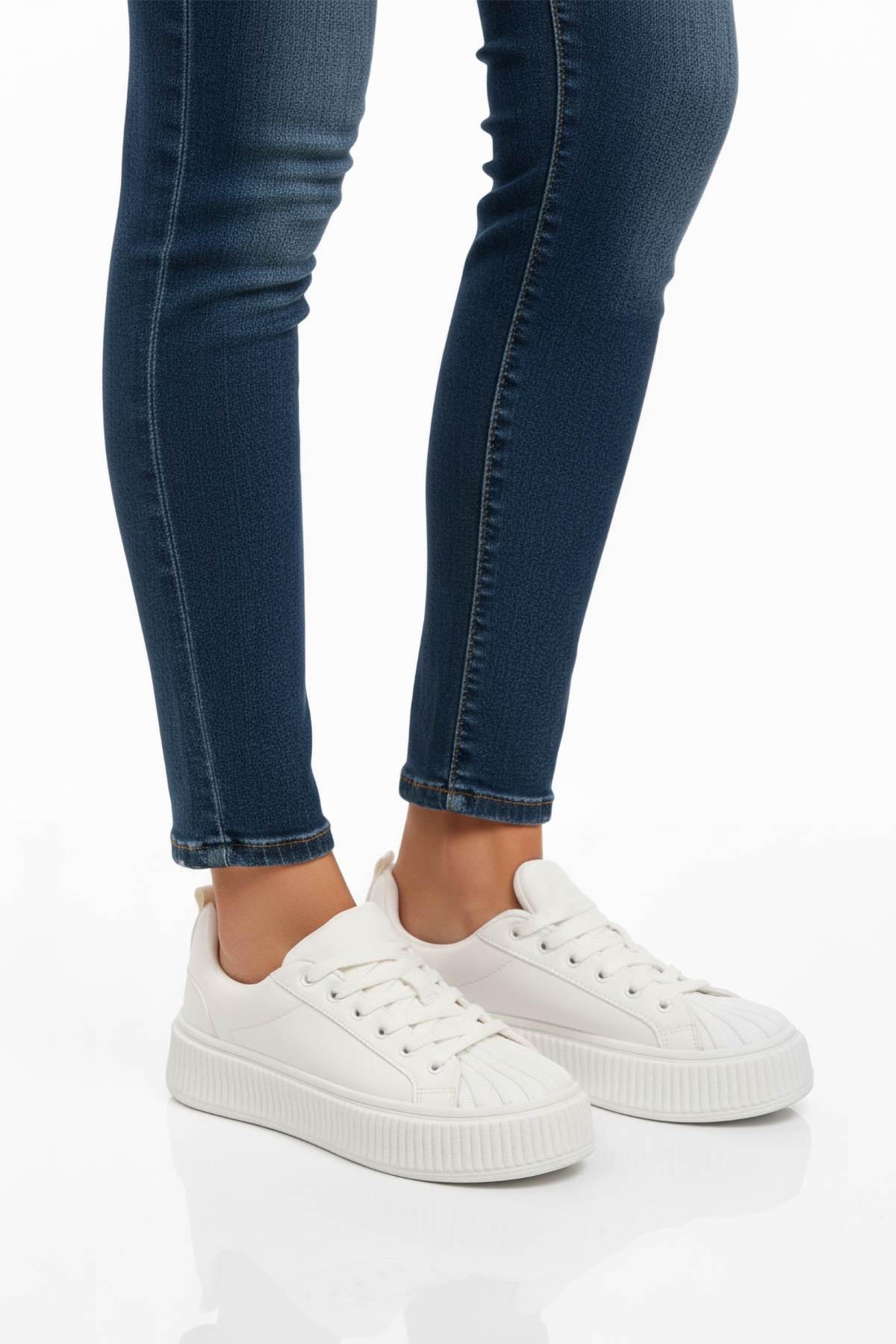 Aspor Beyaz Bağcıklı Unisex Spor Ayakkabı - Görsel 2