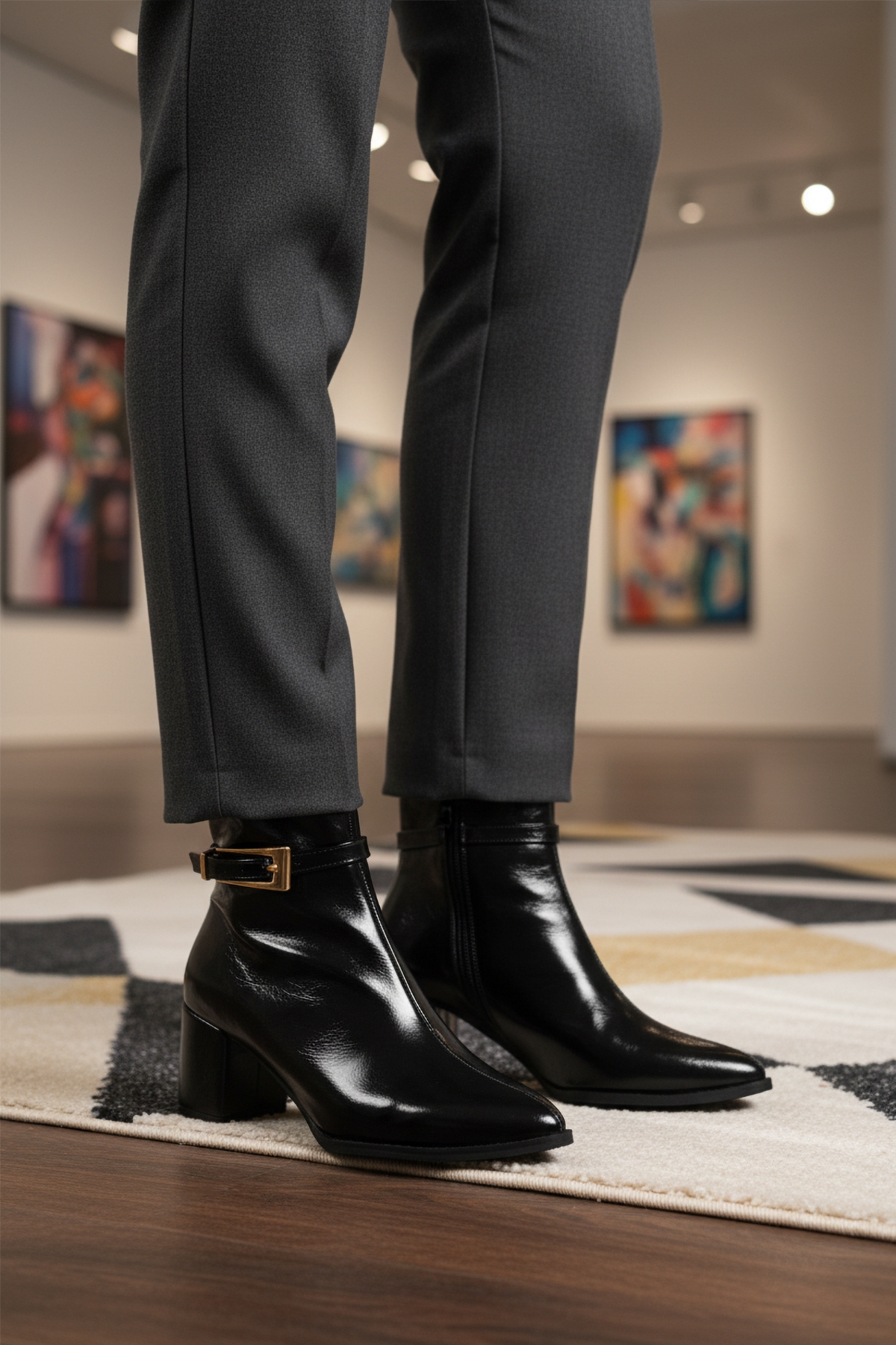 Aspor Siyah Dar Kalıp İçi Polarlı Kadın Topuklu Bot - Görsel 4