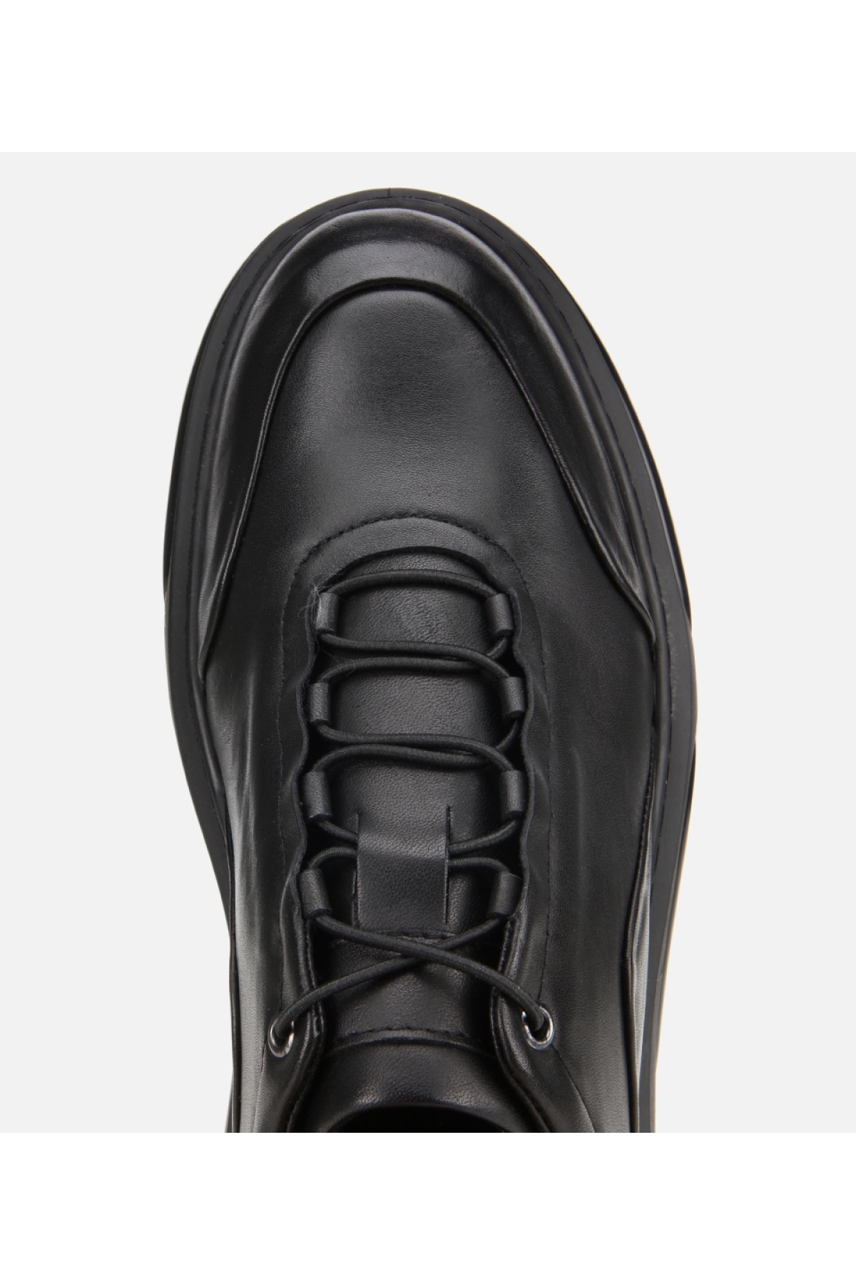 Erkek Deri Siyah Bağcık Detaylı Comfort Spor Ayakkabı - Görsel 6
