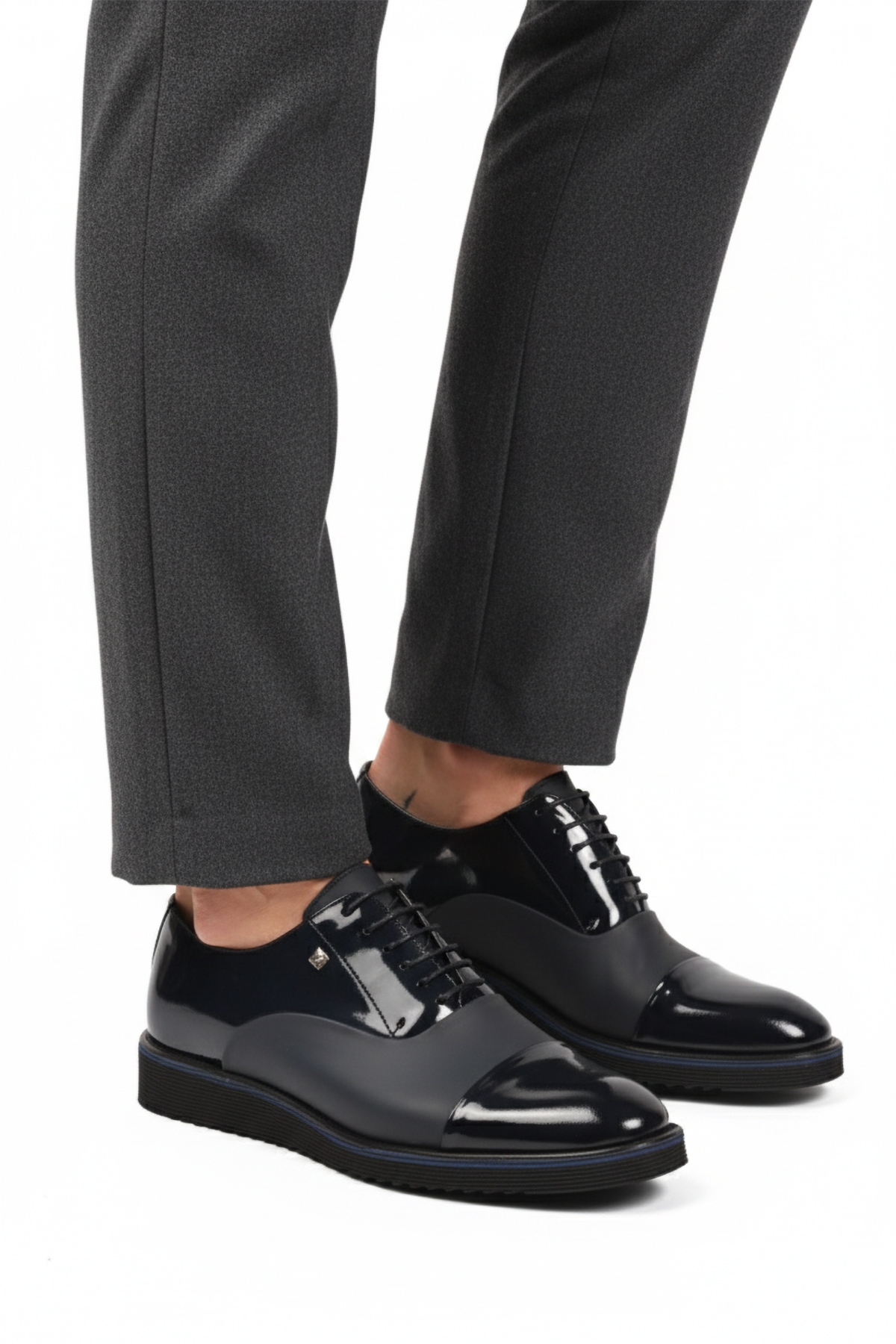 Lacivert Rugan Hakiki Deri Erkek Klasik Ayakkabı - Görsel 2