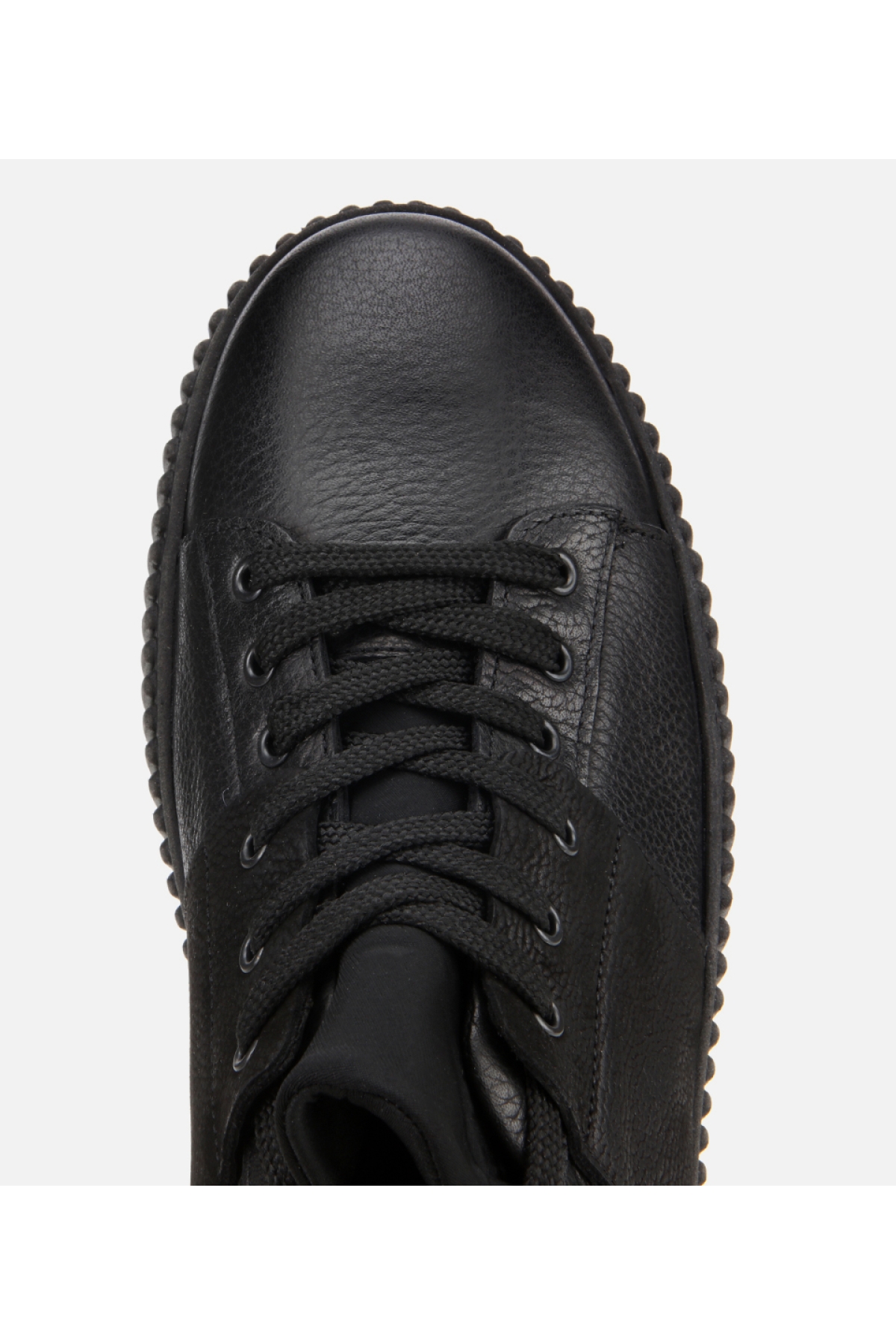 Erkek Deri Siyah Yüksek Tabanlı Spor Ayakkabı - Görsel 6