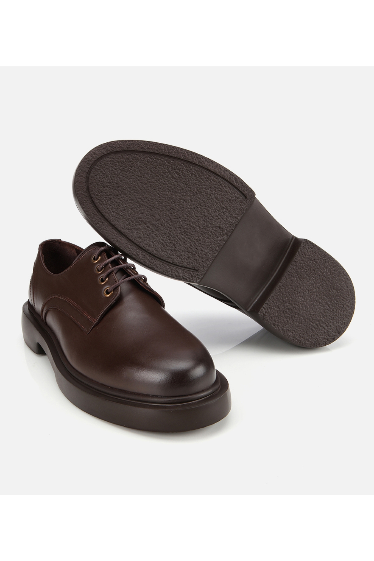 Erkek Deri Kahverengi Bağcıklı Günlük Ayakkabı - Görsel 7