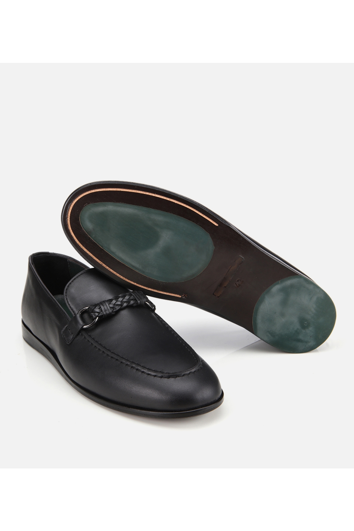 Erkek Deri Siyah Toka Detaylı Klasik Loafer - Görsel 7