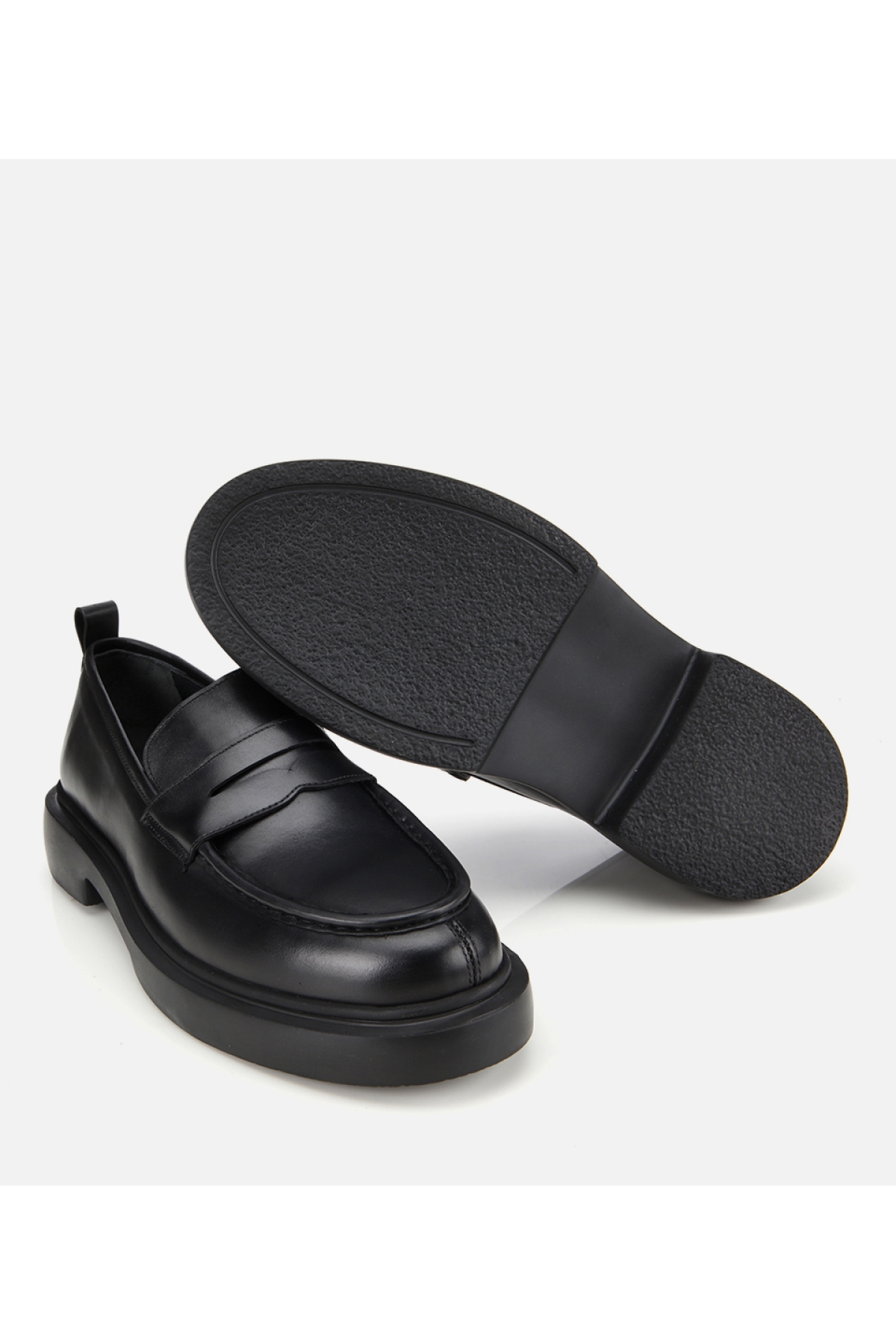 Erkek Deri Siyah Yüksek Tabanlı Klasik Loafer - Görsel 7