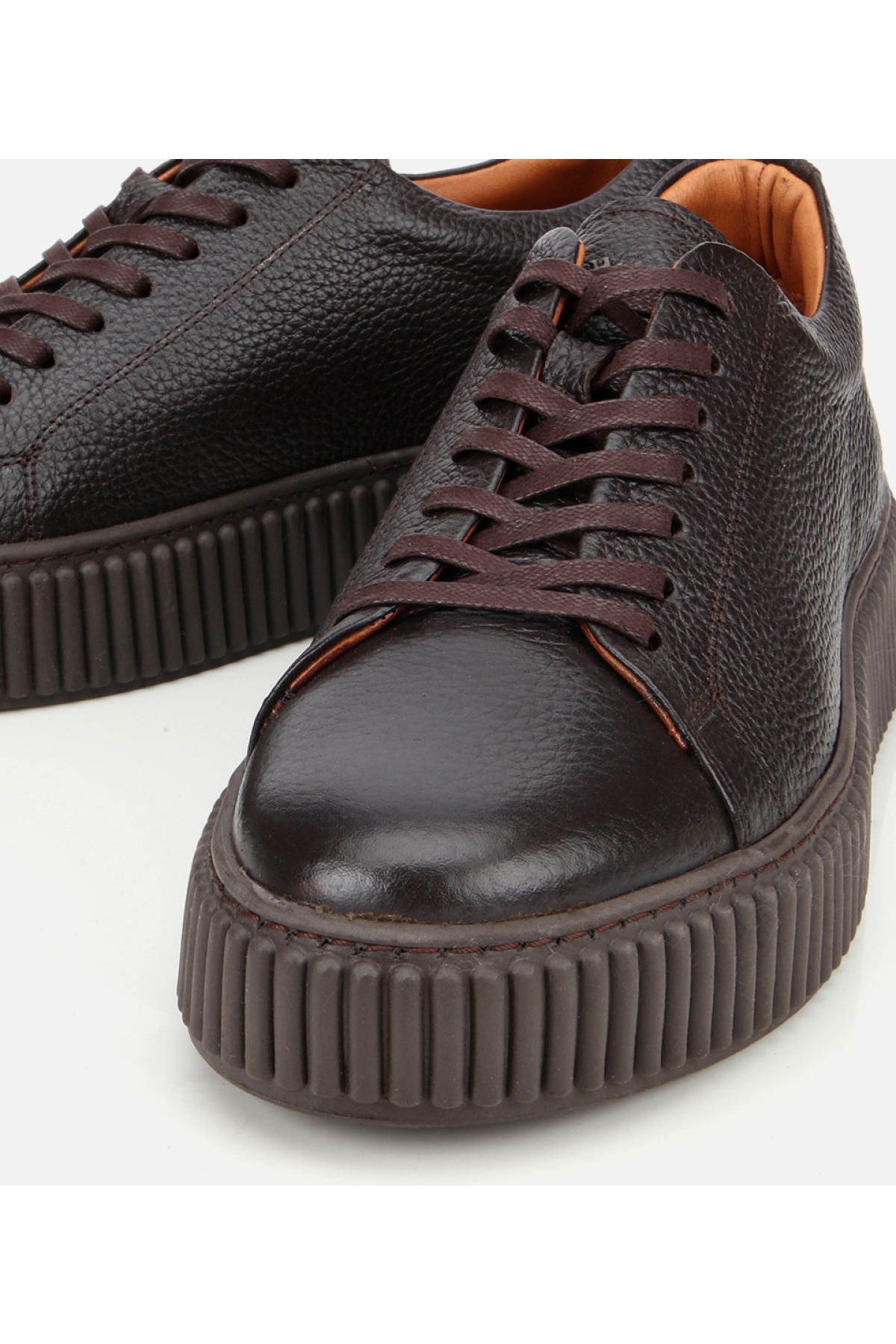 Erkek Deri Kahverengi Yüksek Tabanlı Spor Ayakkabı - Görsel 4