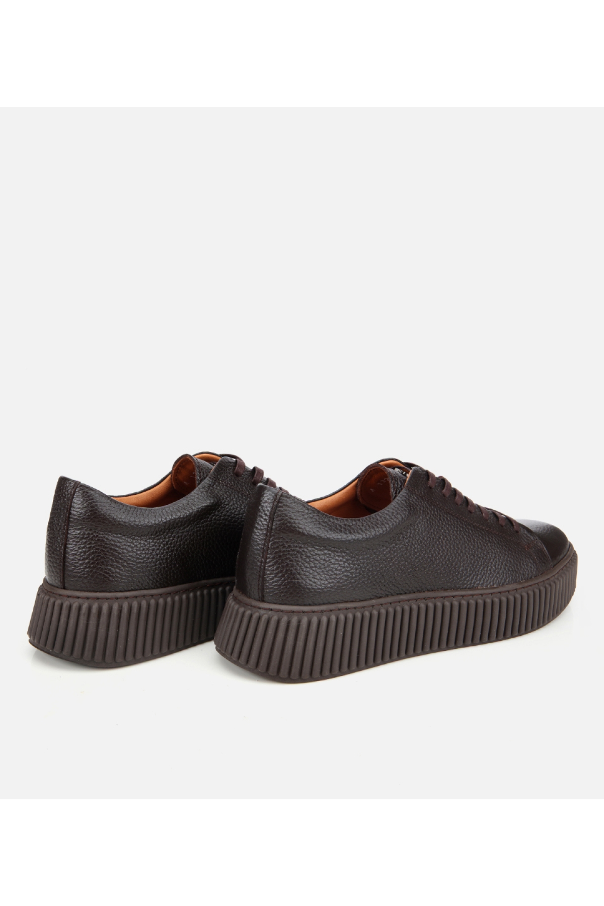 Erkek Deri Kahverengi Yüksek Tabanlı Spor Ayakkabı - Görsel 5