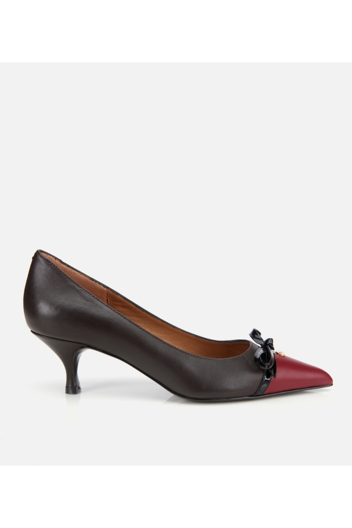 Kadın Deri Bordo Fiyonk Detaylı İnce Topuklu Stiletto - Görsel 2