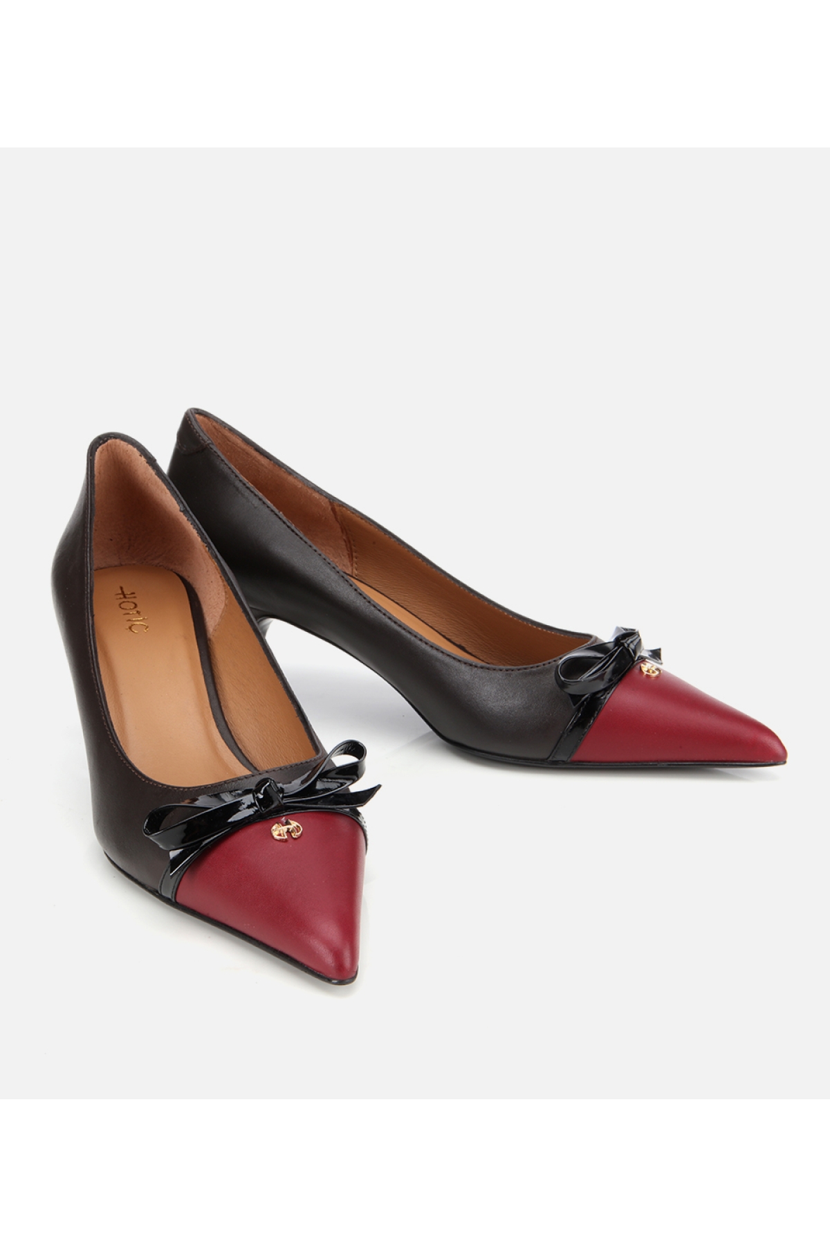 Kadın Deri Bordo Fiyonk Detaylı İnce Topuklu Stiletto - Görsel 3