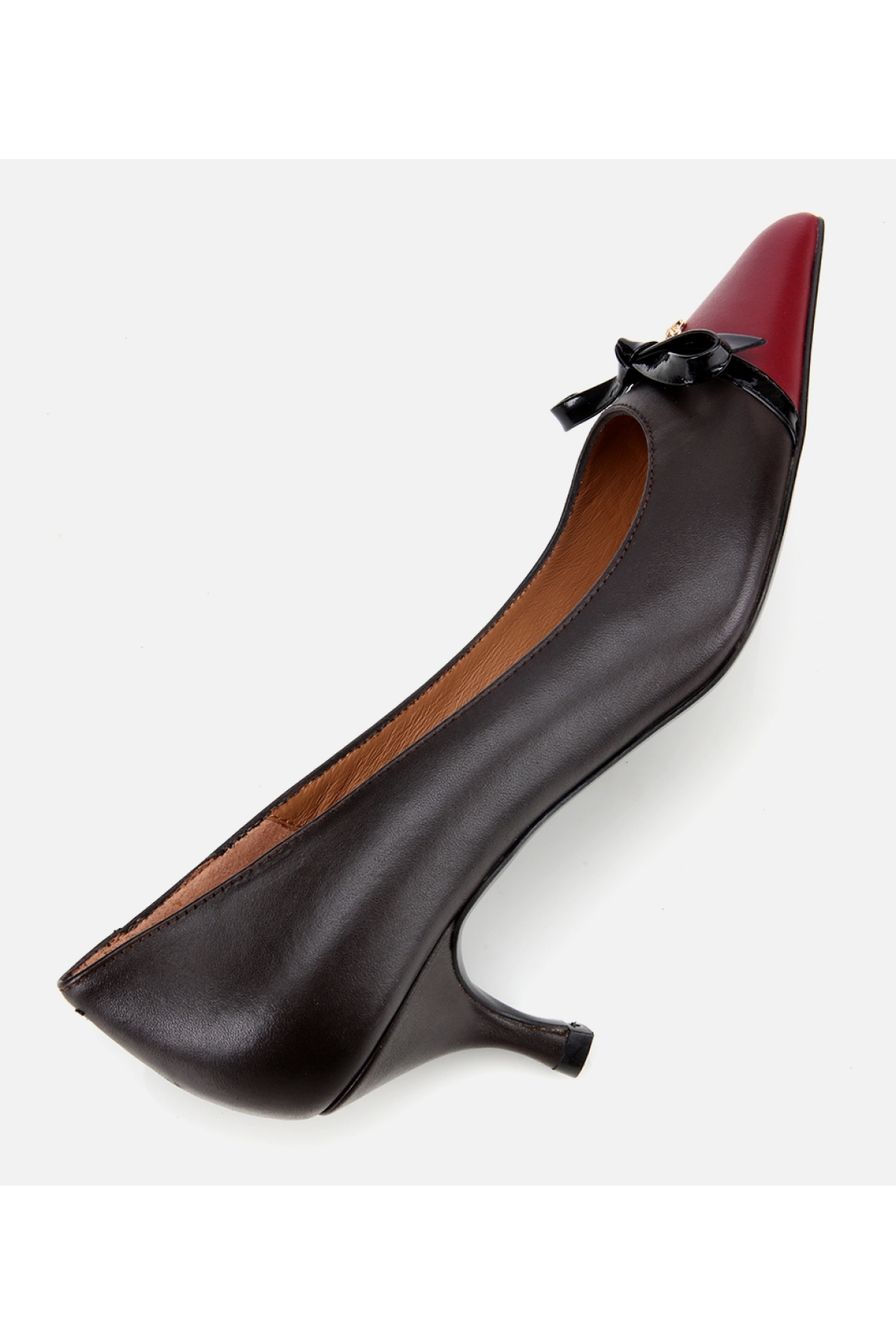 Kadın Deri Bordo Fiyonk Detaylı İnce Topuklu Stiletto - Görsel 7