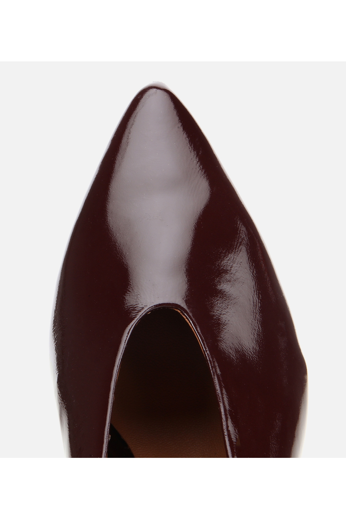 Kadın Rugan Deri Bordo Yumuşak Dokulu Kalın Topuklu Ayakkabı - Görsel 6