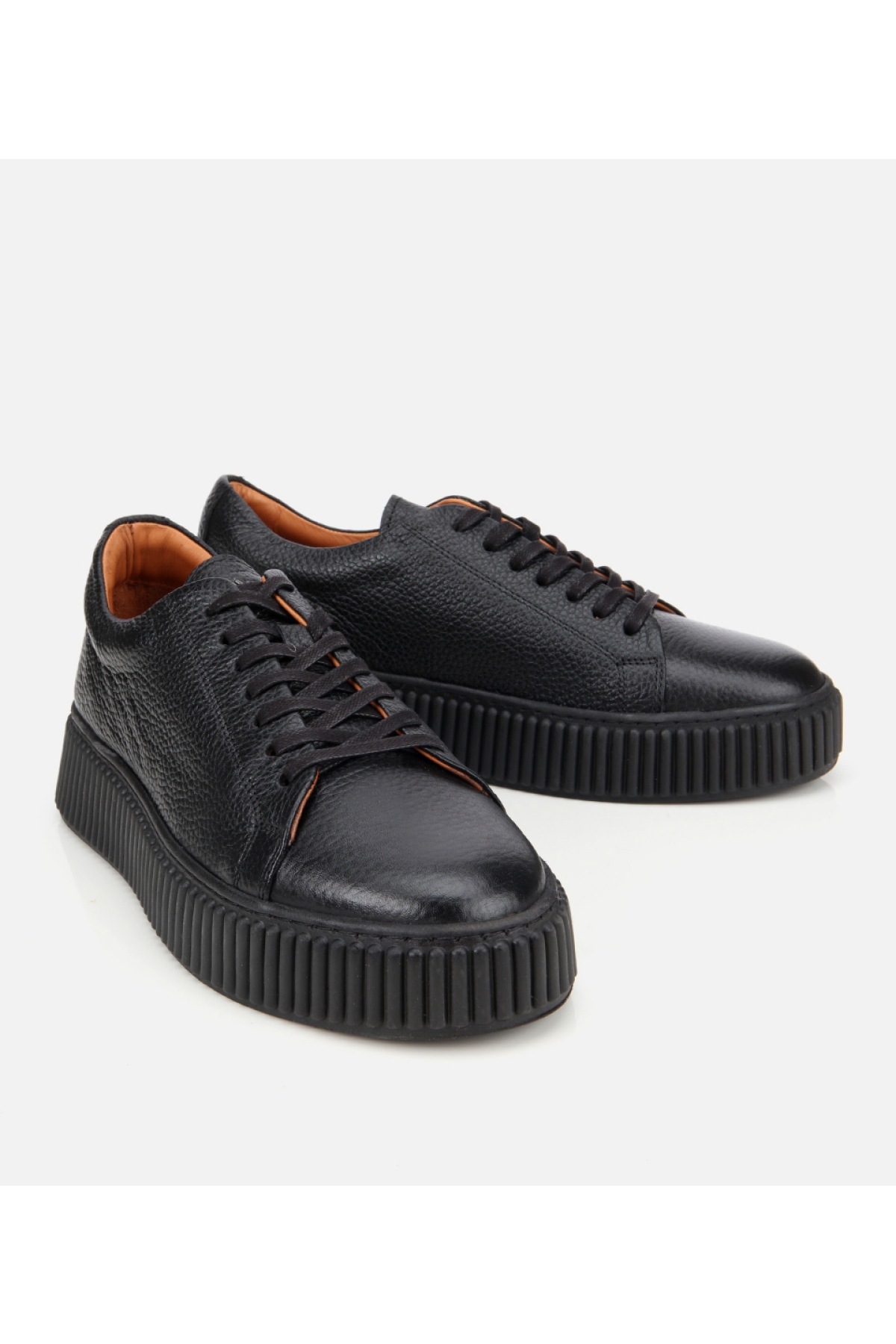 Erkek Deri Siyah Yüksek Tabanlı Spor Ayakkabı - Görsel 3