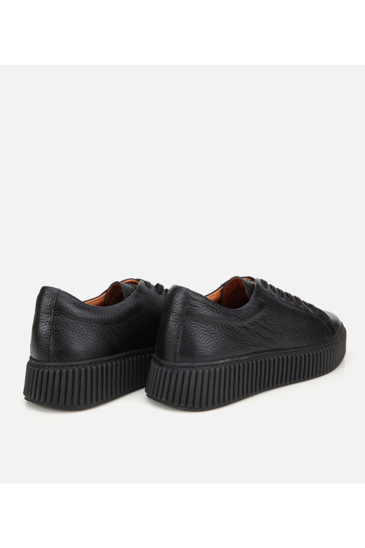 Erkek Deri Siyah Yüksek Tabanlı Spor Ayakkabı - Görsel 5