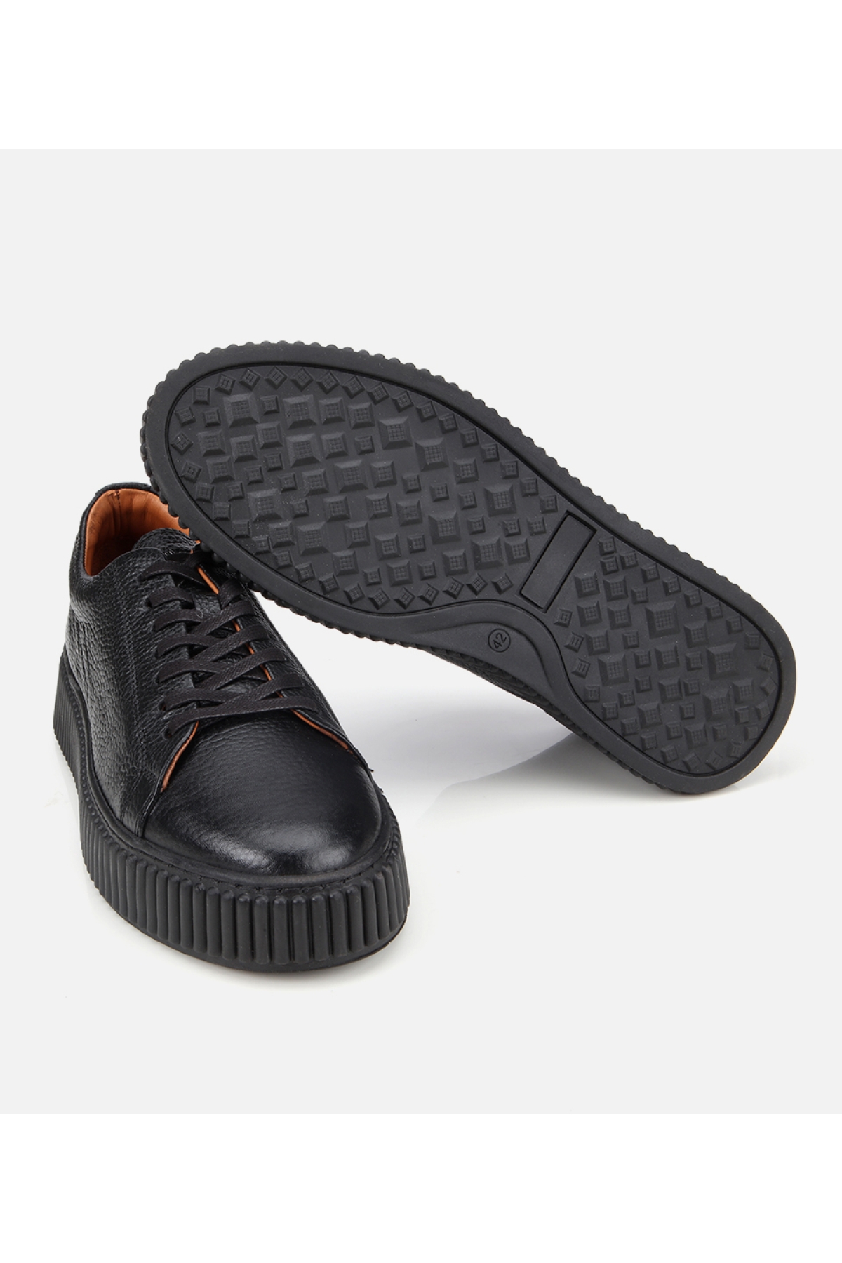 Erkek Deri Siyah Yüksek Tabanlı Spor Ayakkabı - Görsel 7