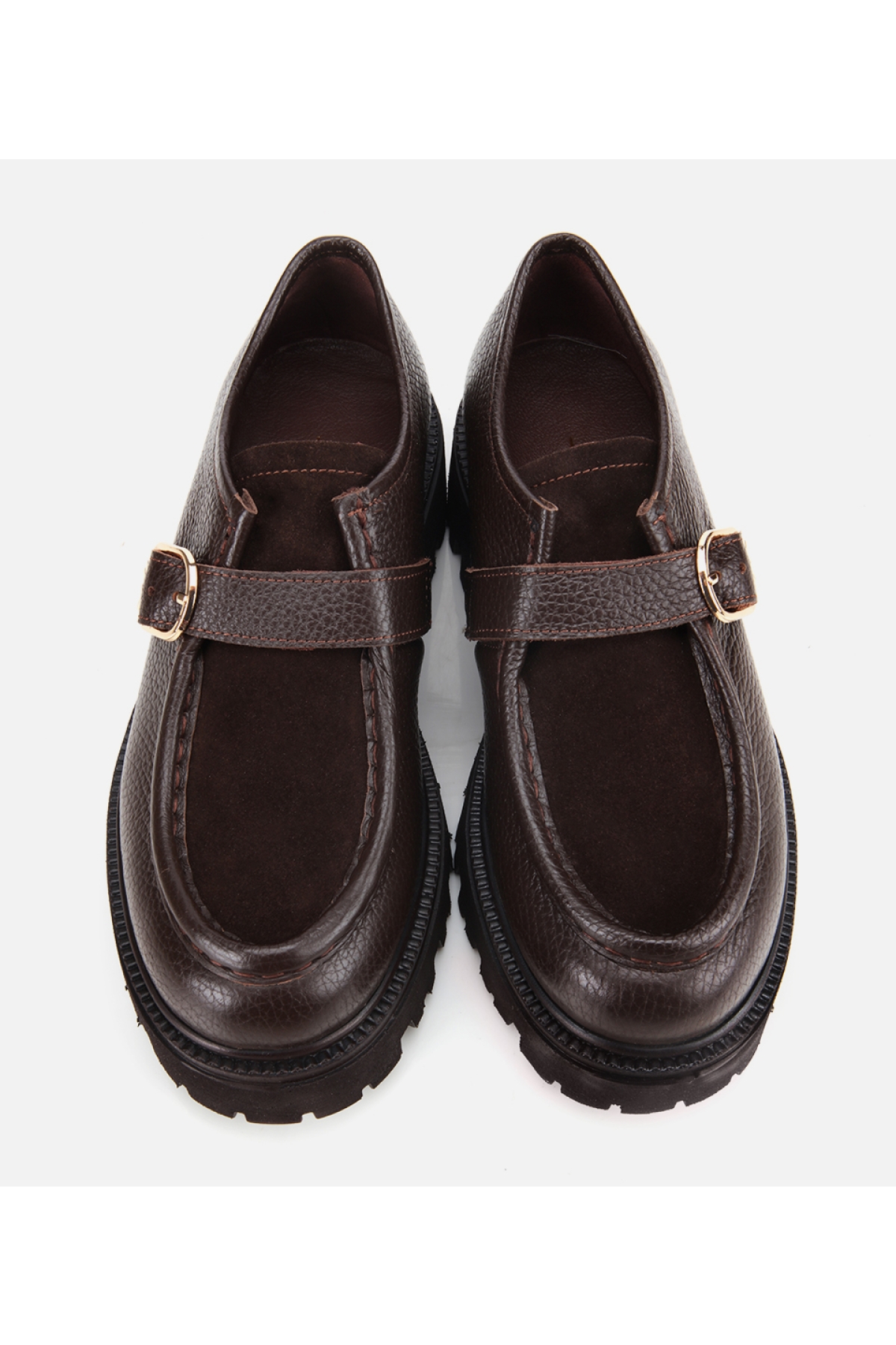 Kadın Süet Deri Kahverengi Toka Detaylı Yüksek Tabanlı Günlük Loafer - Görsel 7