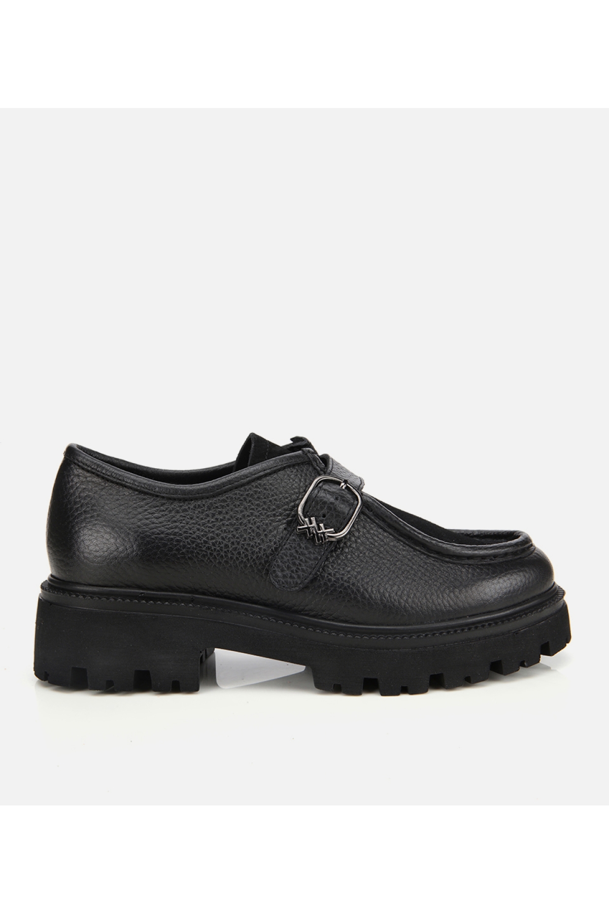 Kadın Süet Deri Siyah Toka Detaylı Yüksek Tabanlı Günlük Loafer - Görsel 2