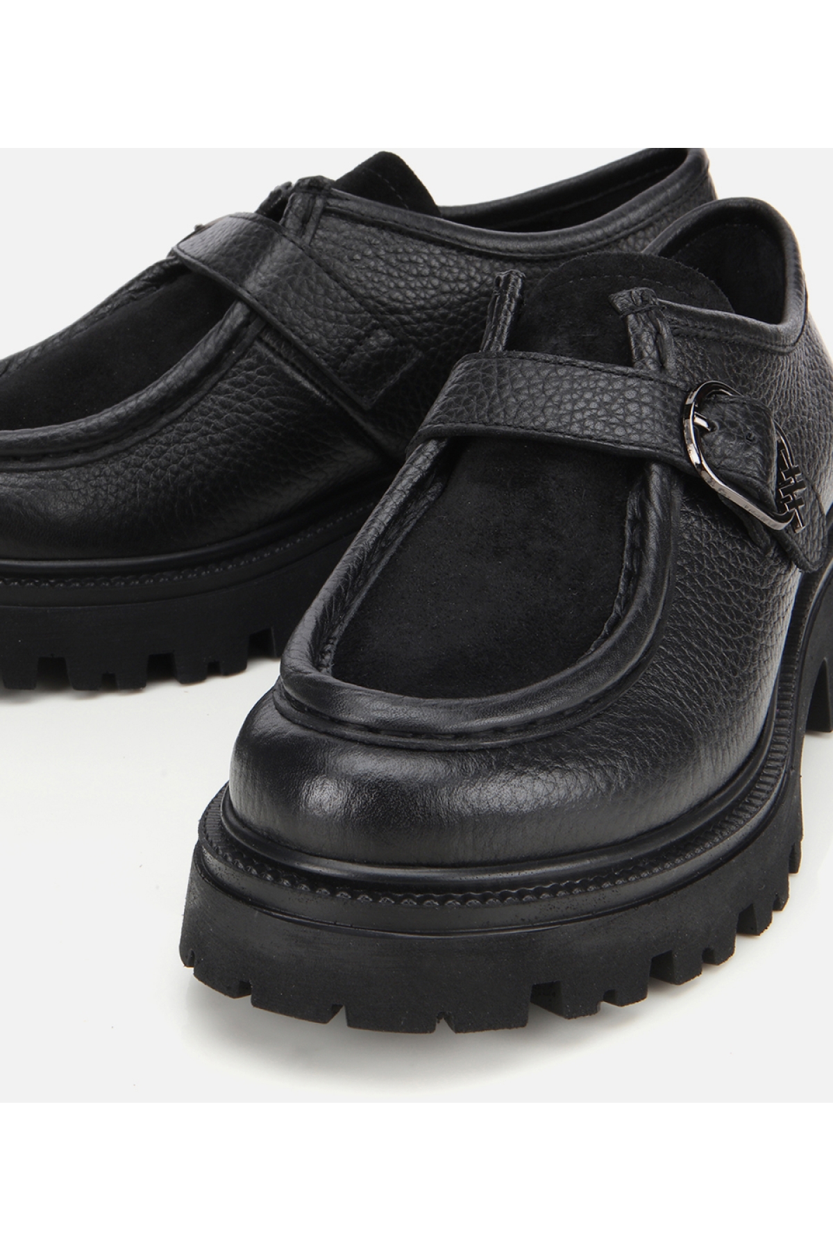 Kadın Süet Deri Siyah Toka Detaylı Yüksek Tabanlı Günlük Loafer - Görsel 4