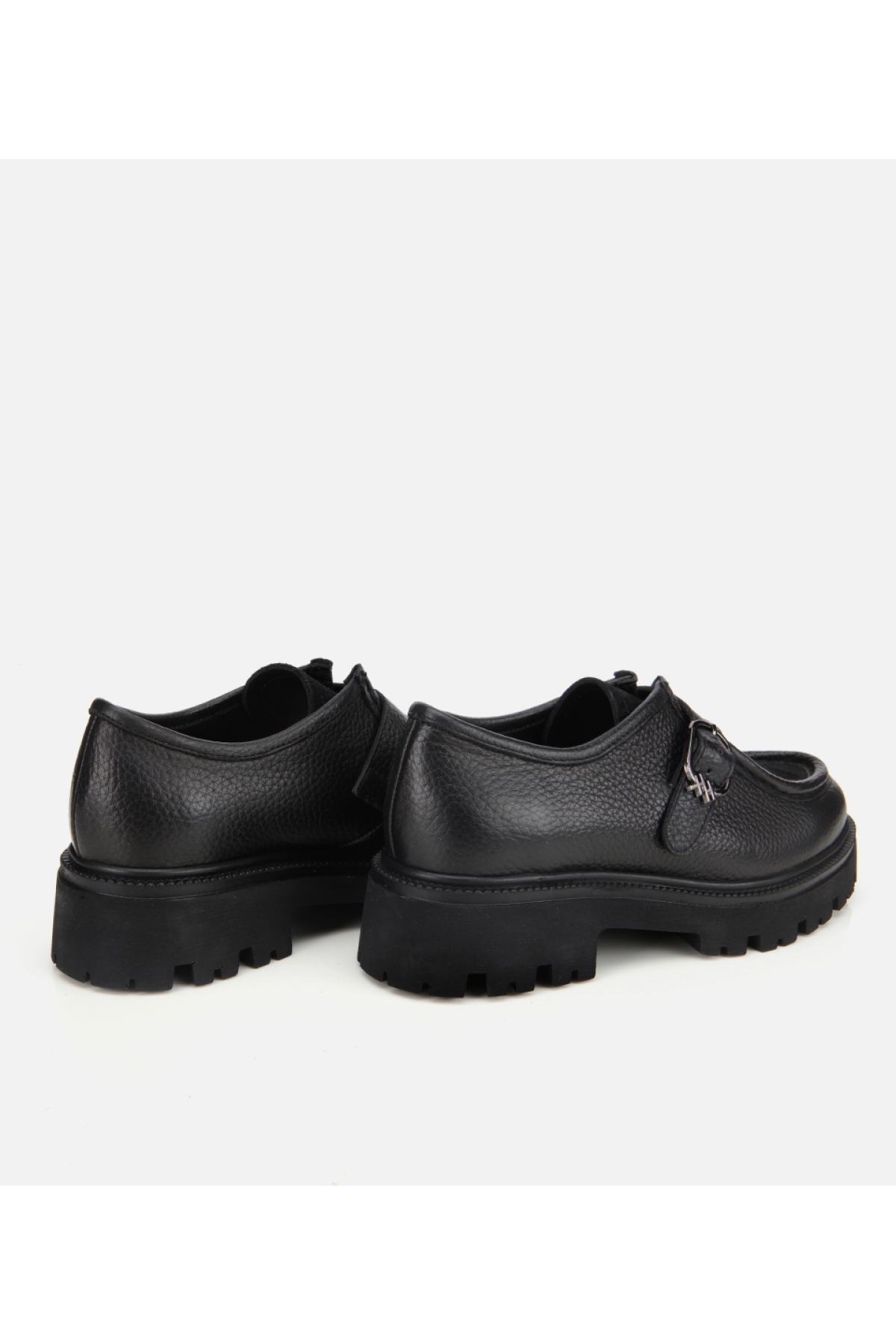 Kadın Süet Deri Siyah Toka Detaylı Yüksek Tabanlı Günlük Loafer - Görsel 5